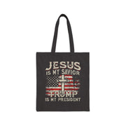 Jesus is My Savior Trump is My President Custom Canvas Tote Bag - PatriotDepot.com