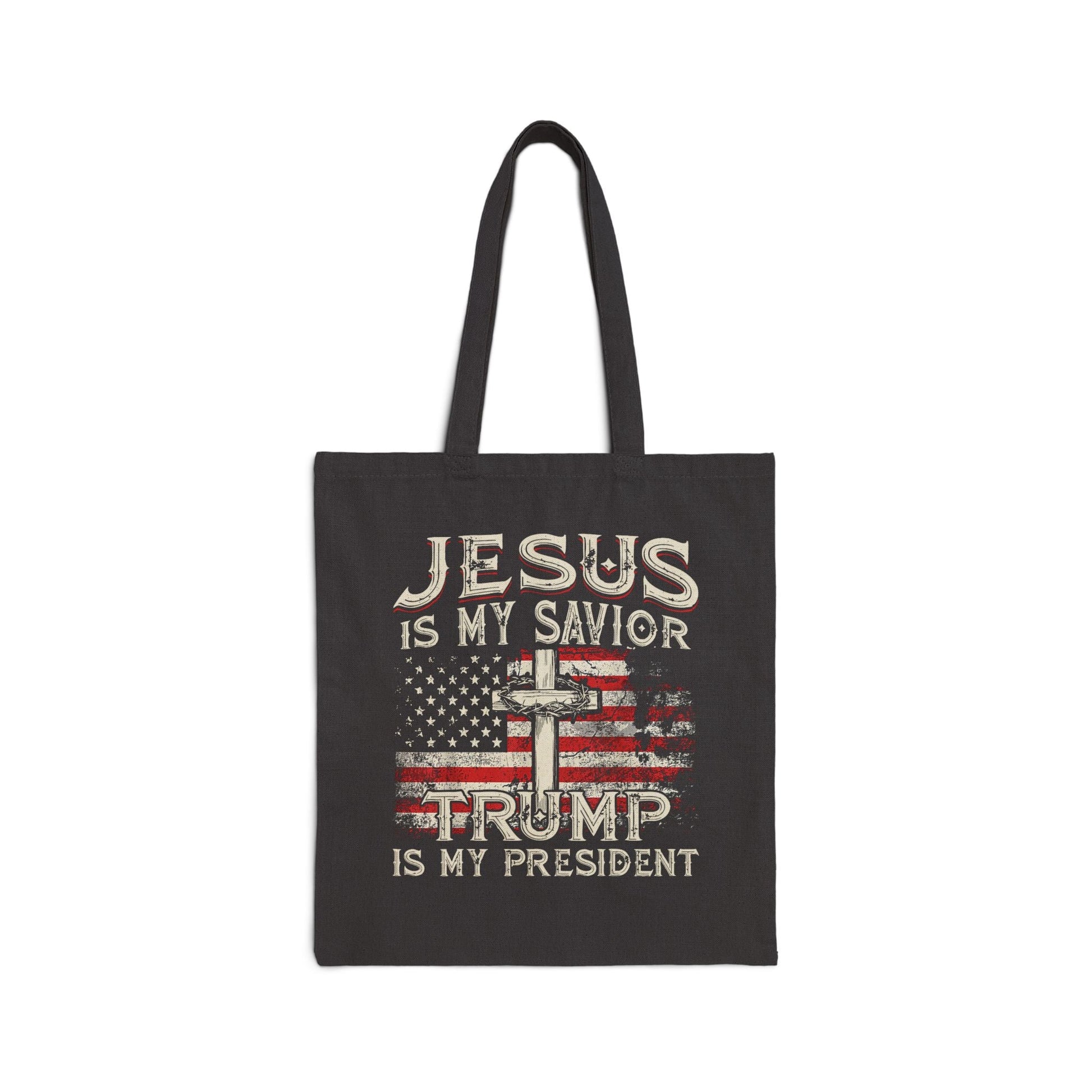 Jesus is My Savior Trump is My President Custom Canvas Tote Bag - PatriotDepot.com