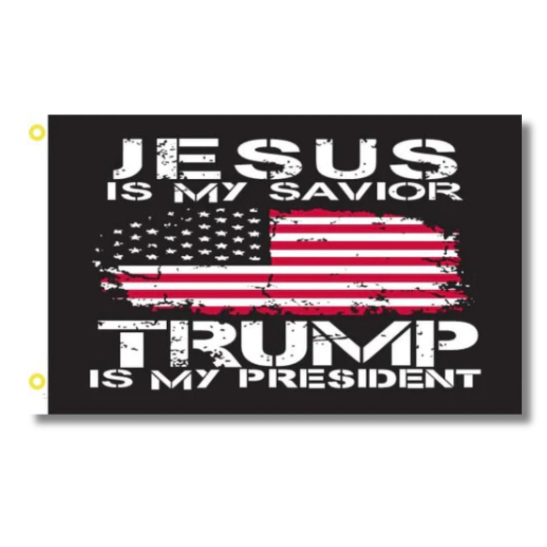 Jesus is My Savior Trump is My President Flag - PatriotDepot.com