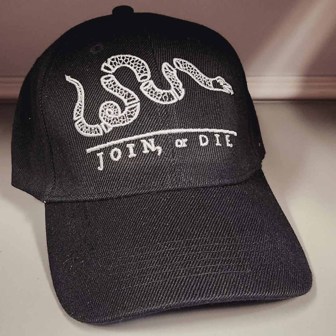 Join or Die Custom Embroiderd Hat (Black) - PatriotDepot.com