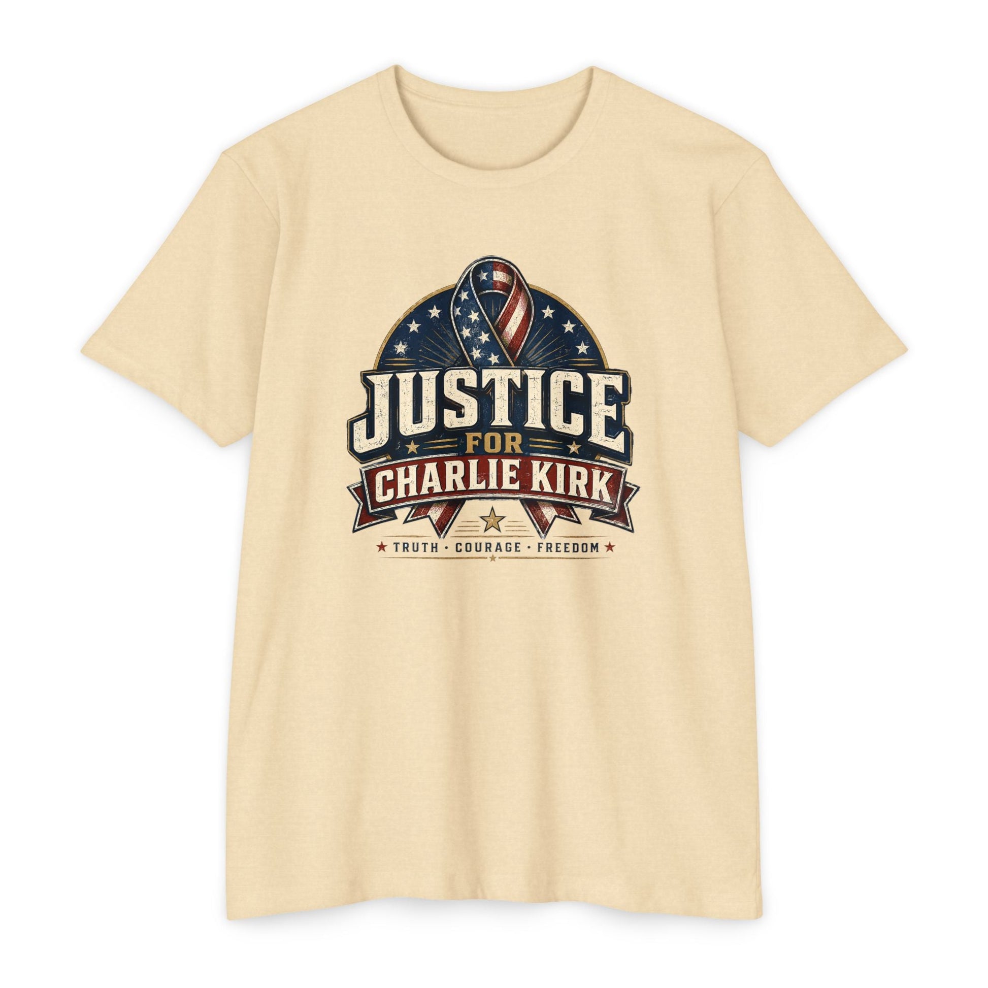 Justice For Charlie Kirk | Truth, Freedom, Courage T-Shirt - PatriotDepot.com