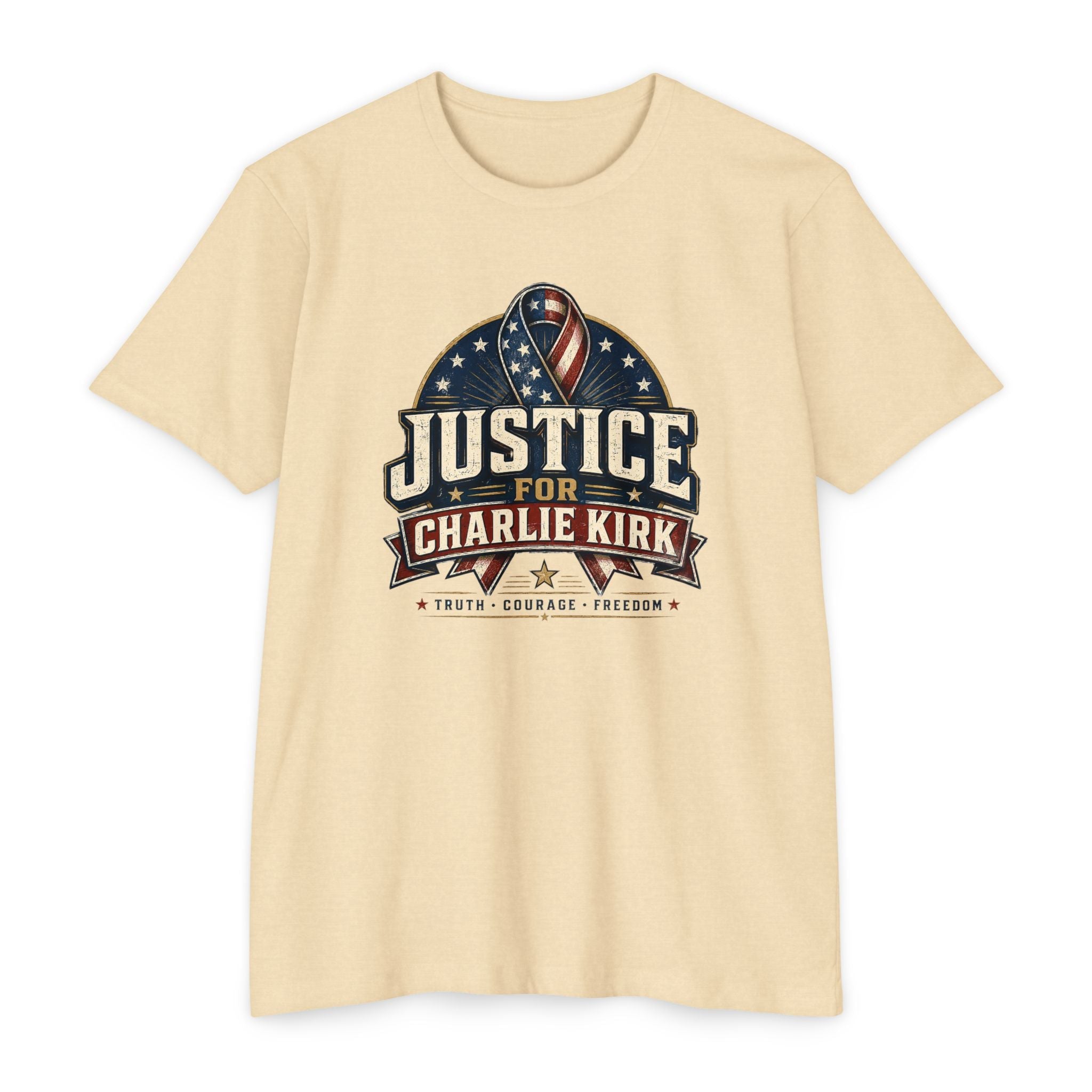 Justice For Charlie Kirk | Truth, Freedom, Courage T-Shirt - PatriotDepot.com