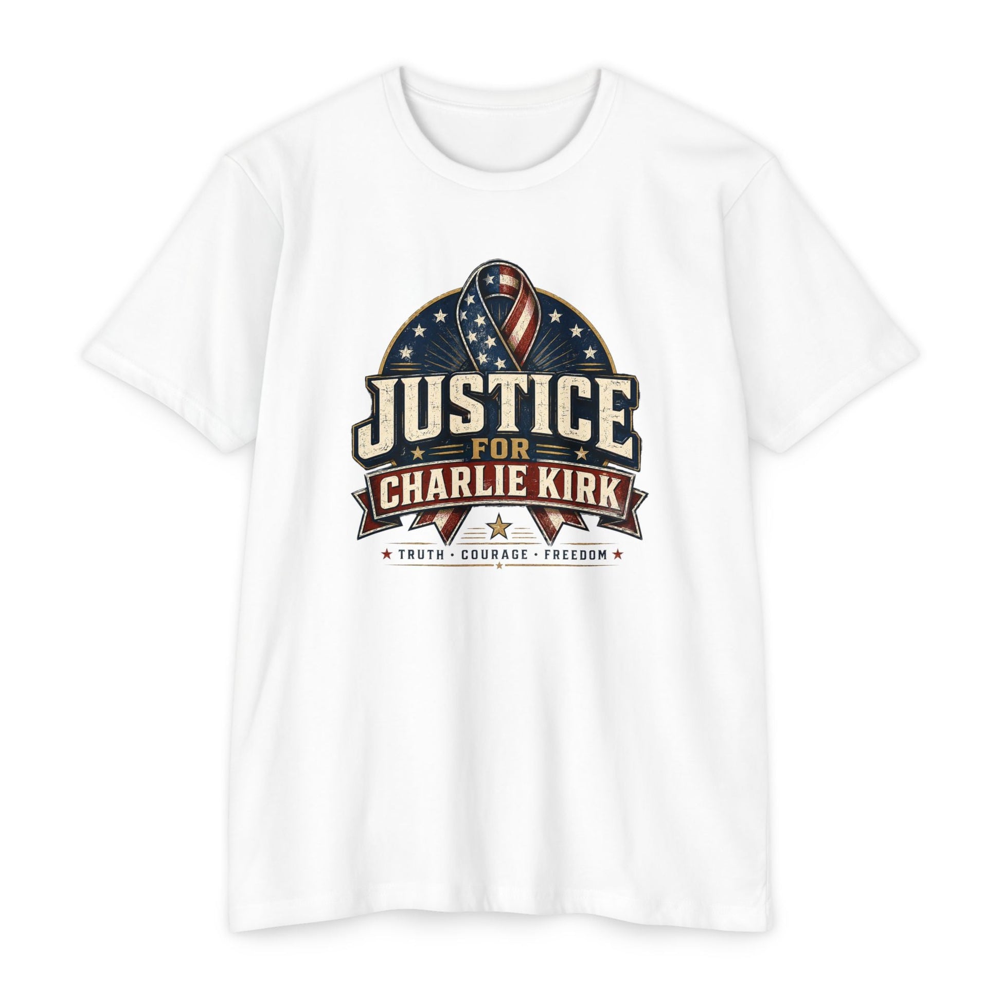 Justice For Charlie Kirk | Truth, Freedom, Courage T-Shirt - PatriotDepot.com