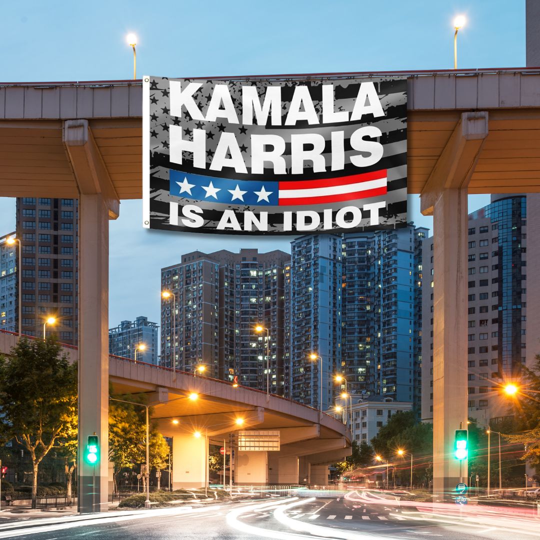 Kamala is an Idiot Blackout Flag (2 sizes) - PatriotDepot.com