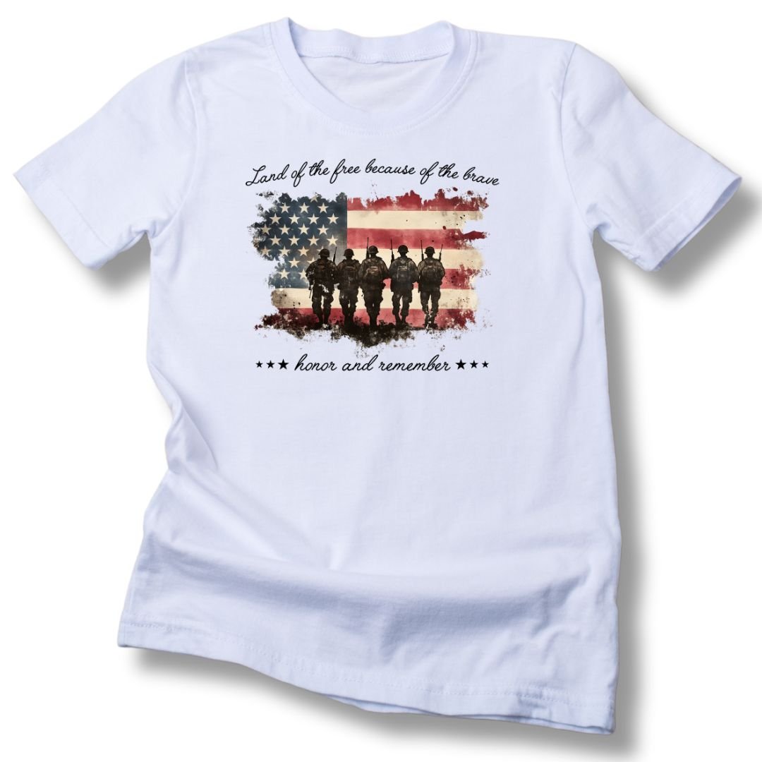 Land of the Free Because of the Brave ' Honor and Remember' T-Shirt - PatriotDepot.com