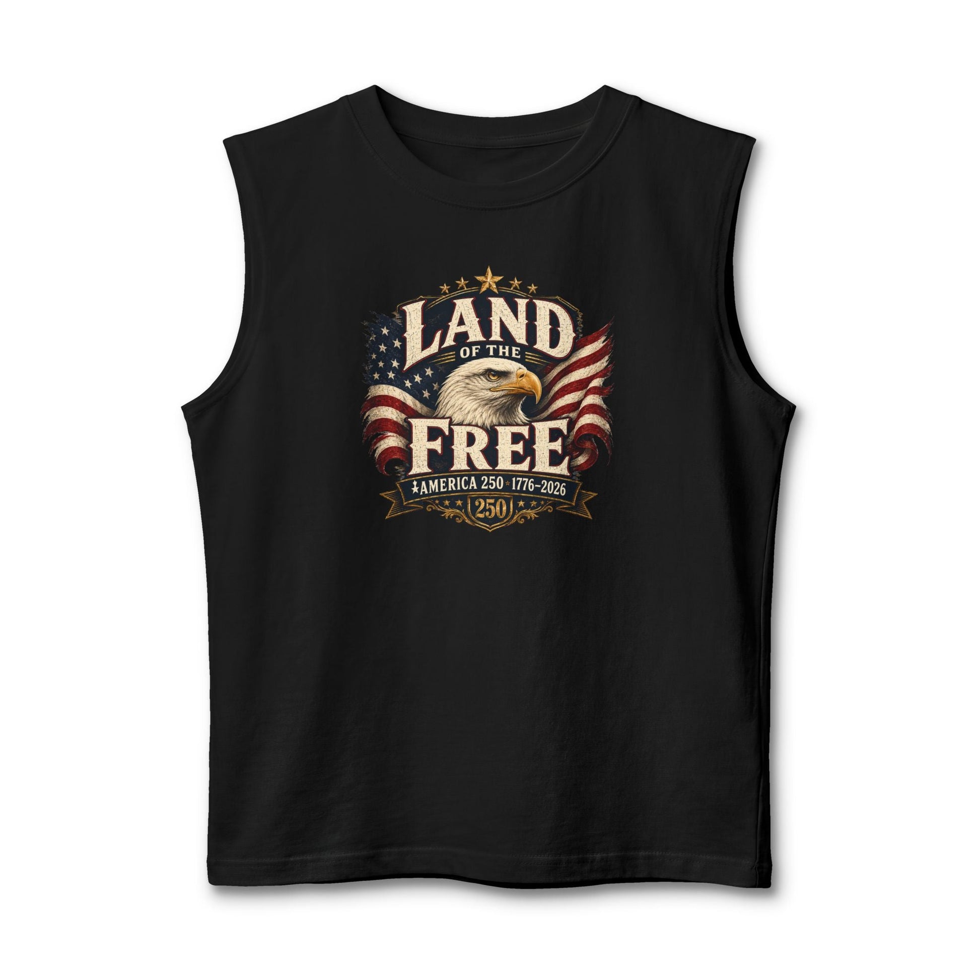 Land of the Free Muscle Tank – Vintage American Eagle Patriotic 4th of July Tank Top - PatriotDepot.com
