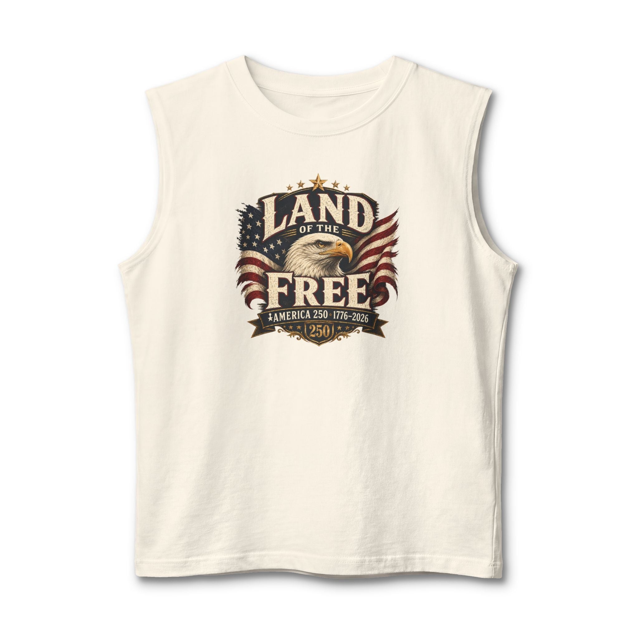 Land of the Free Muscle Tank – Vintage American Eagle Patriotic 4th of July Tank Top - PatriotDepot.com