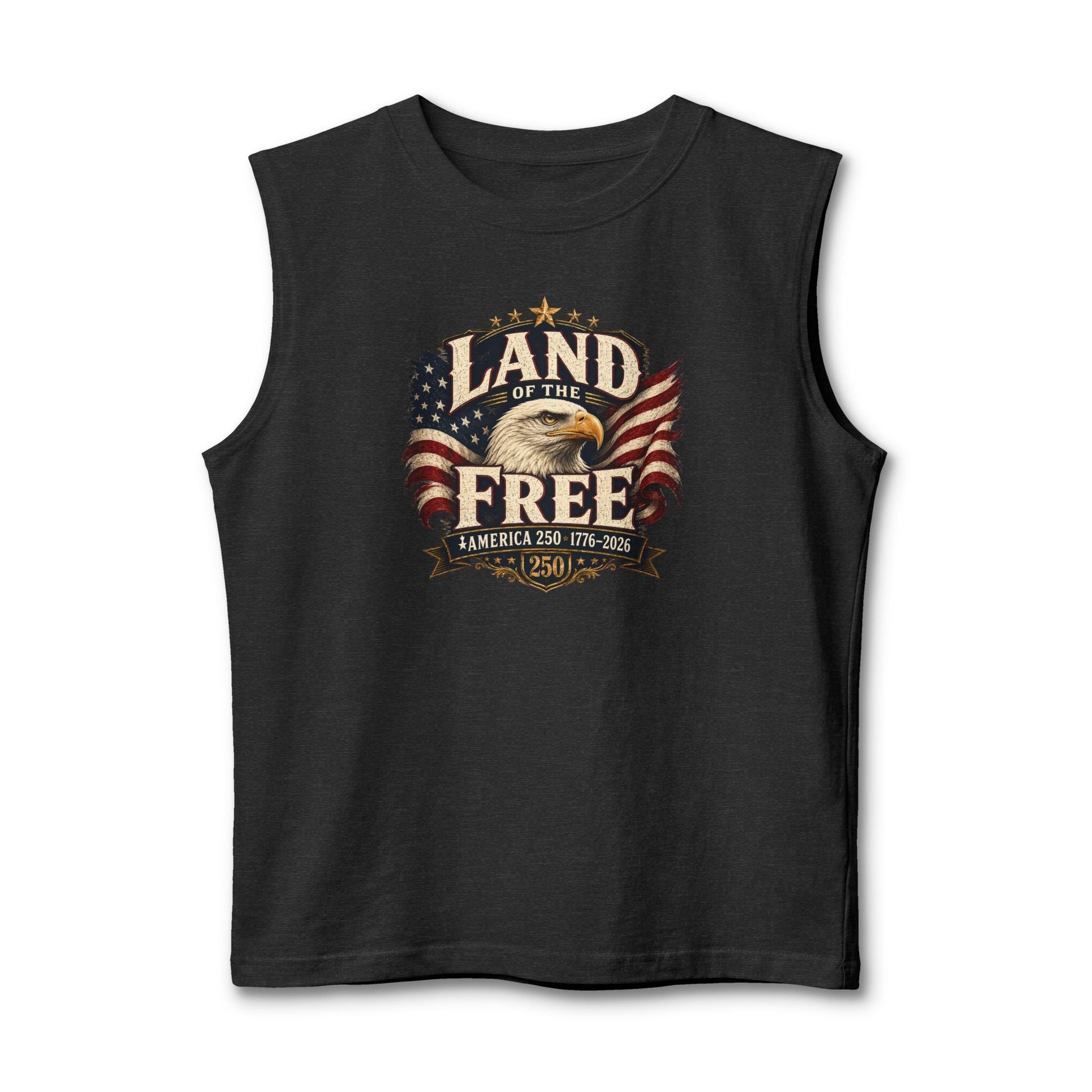 Land of the Free Muscle Tank – Vintage American Eagle Patriotic 4th of July Tank Top - PatriotDepot.com
