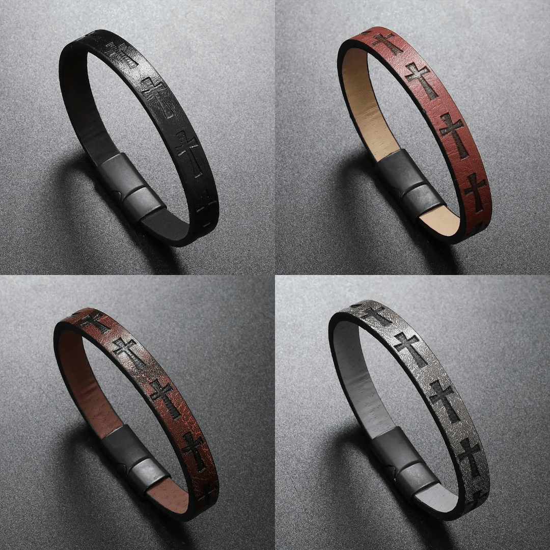 Leather Cross Bracelet (4 Colors) - PatriotDepot.com