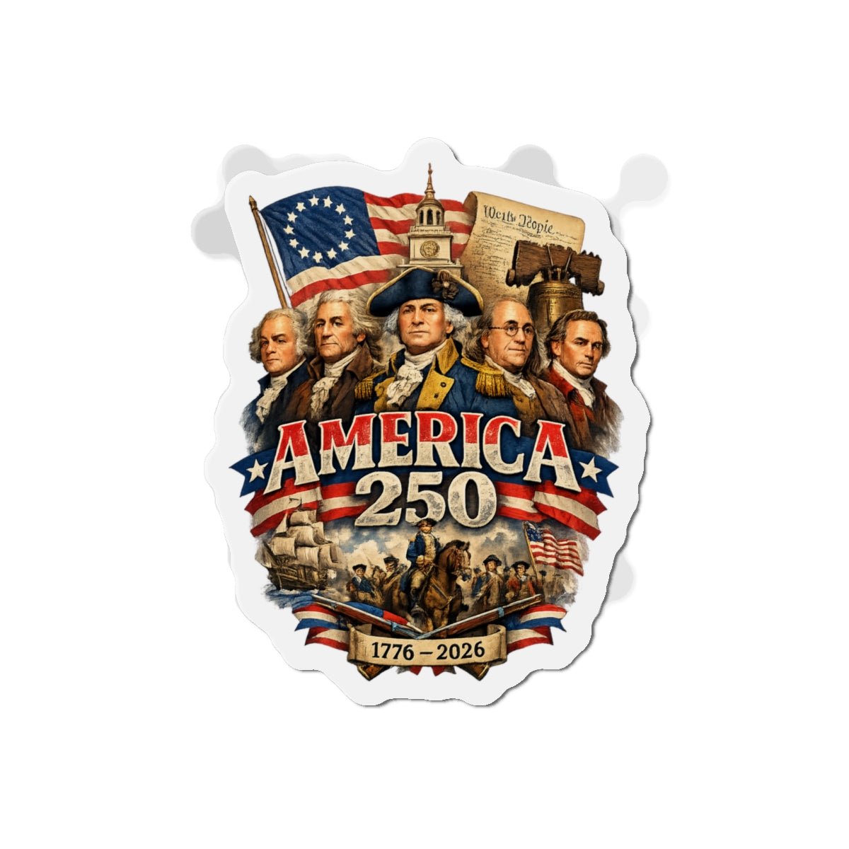 Liberty Forged: America’s 250th Founding Fathers Tribute Die - Cut Magnet (3 Sizes) - PatriotDepot.com