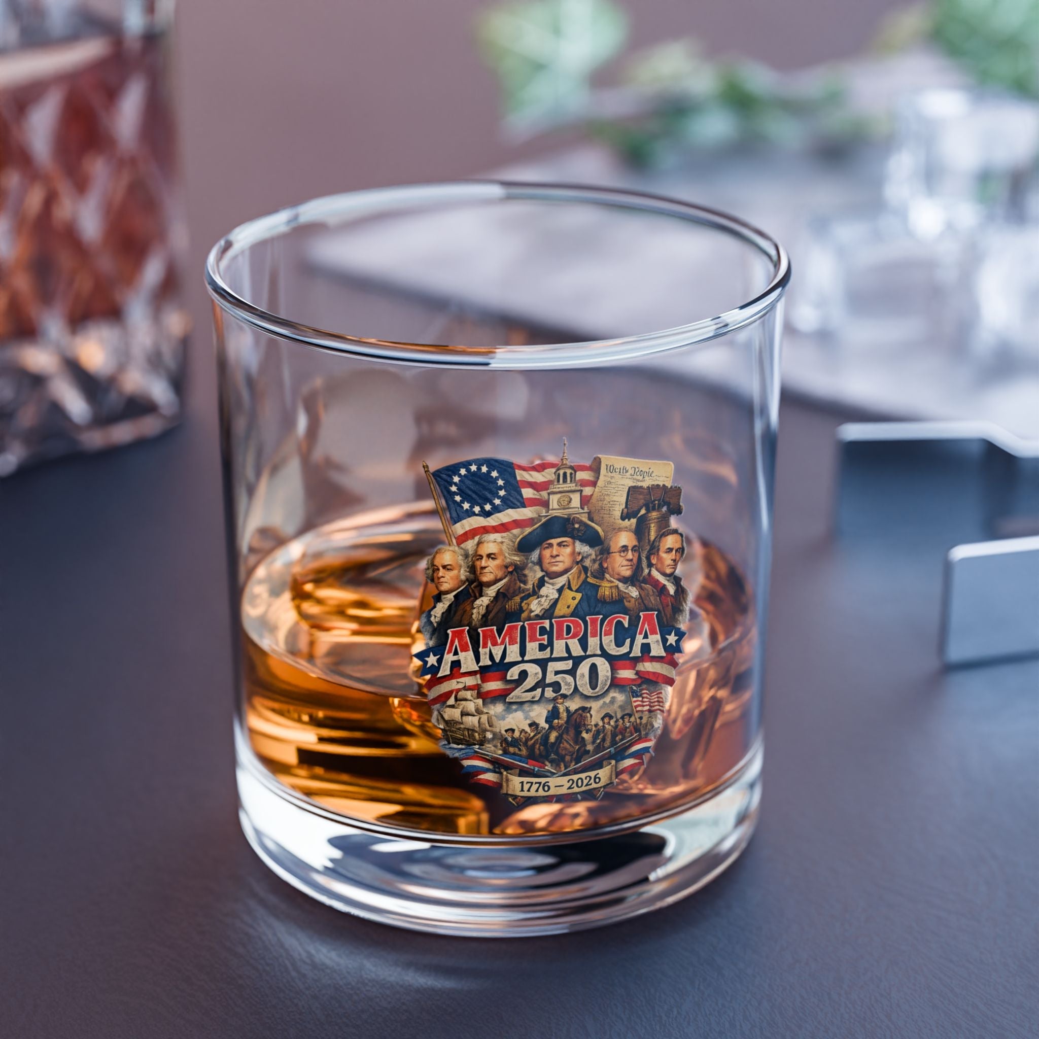 Liberty Forged: America’s 250th Founding Fathers Tribute Rocks Glass - PatriotDepot.com