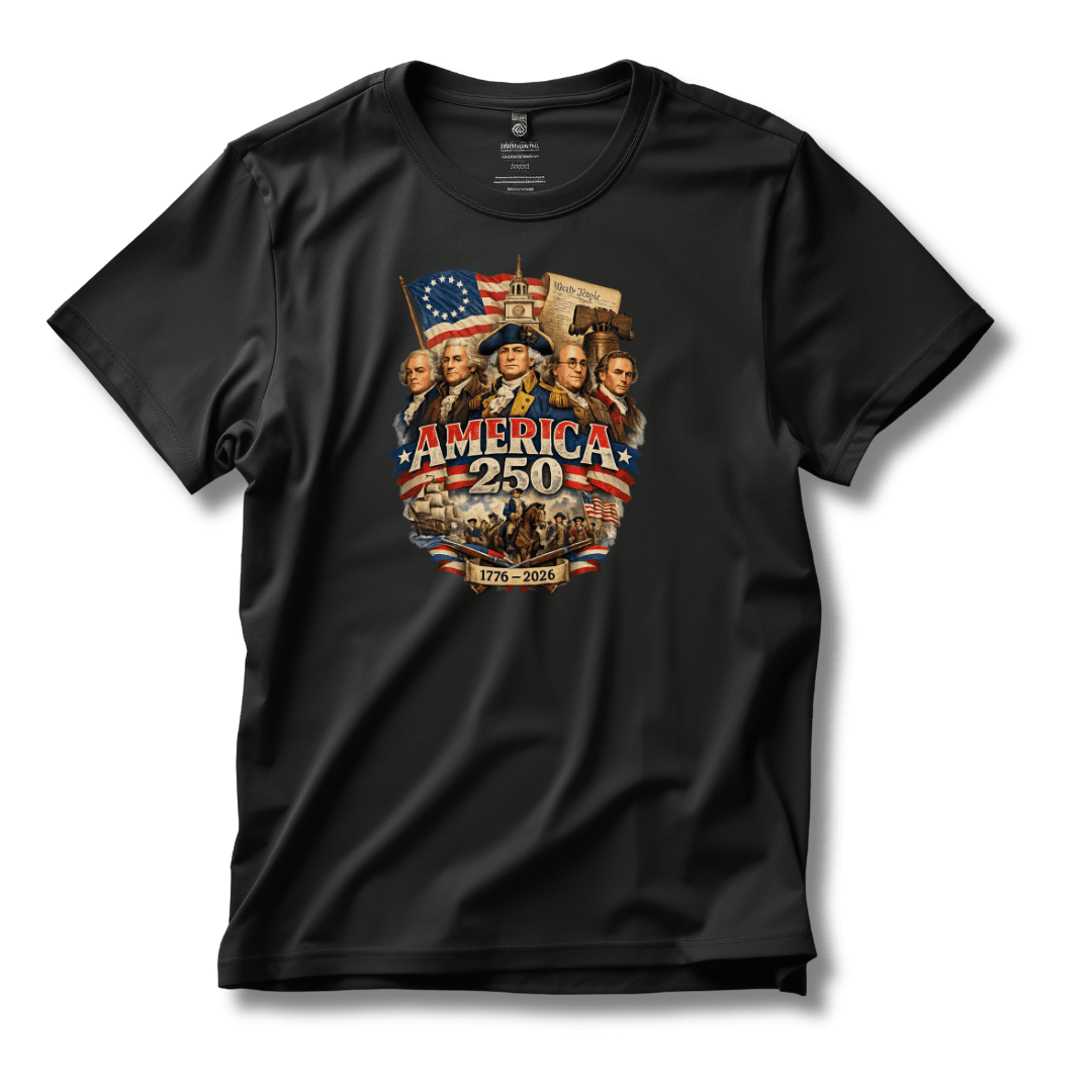 Liberty Forged: America's 250th Founding Fathers Tribute T-Shirt - PatriotDepot.com
