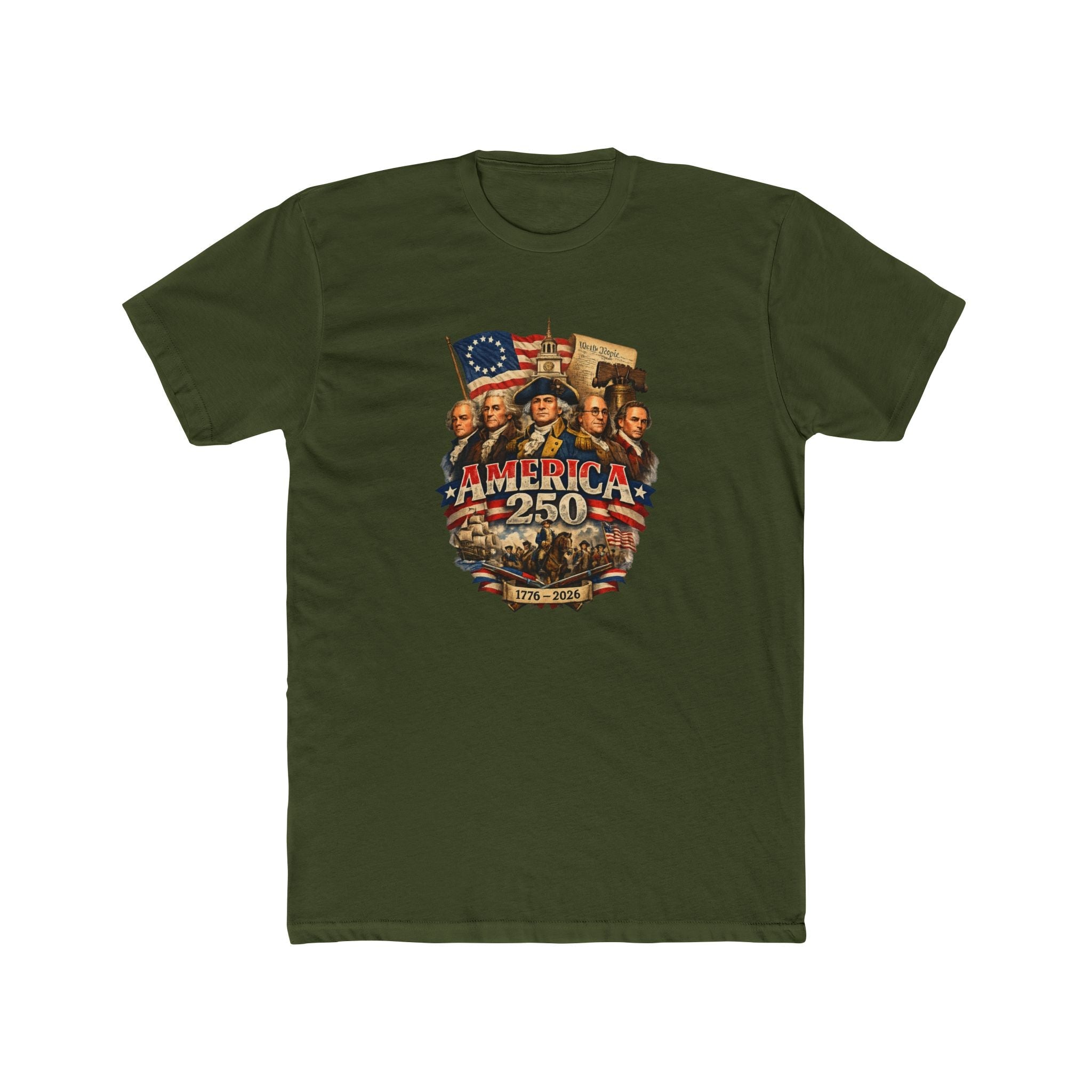Liberty Forged: America's 250th Founding Fathers Tribute T-Shirt - PatriotDepot.com