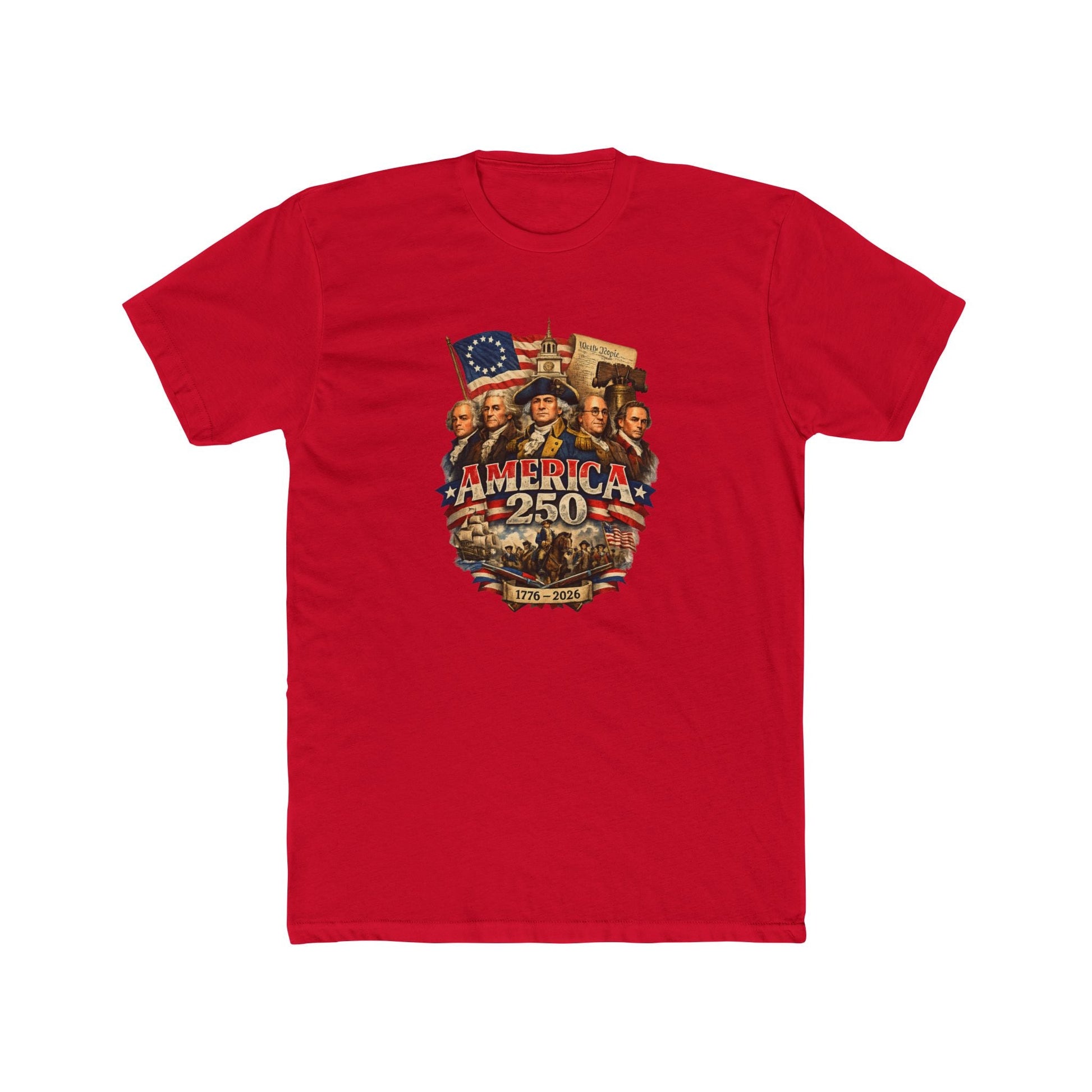 Liberty Forged: America's 250th Founding Fathers Tribute T-Shirt - PatriotDepot.com