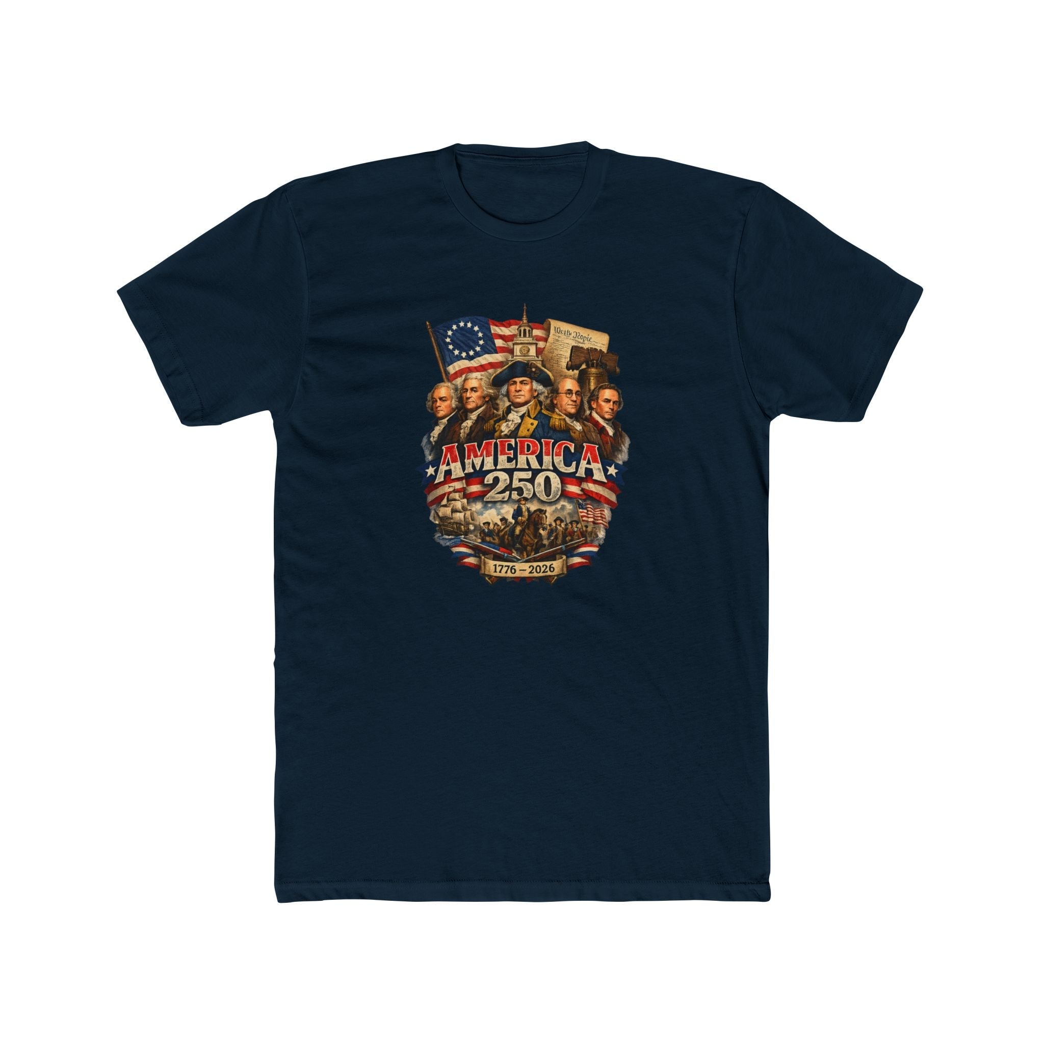 Liberty Forged: America's 250th Founding Fathers Tribute T-Shirt - PatriotDepot.com