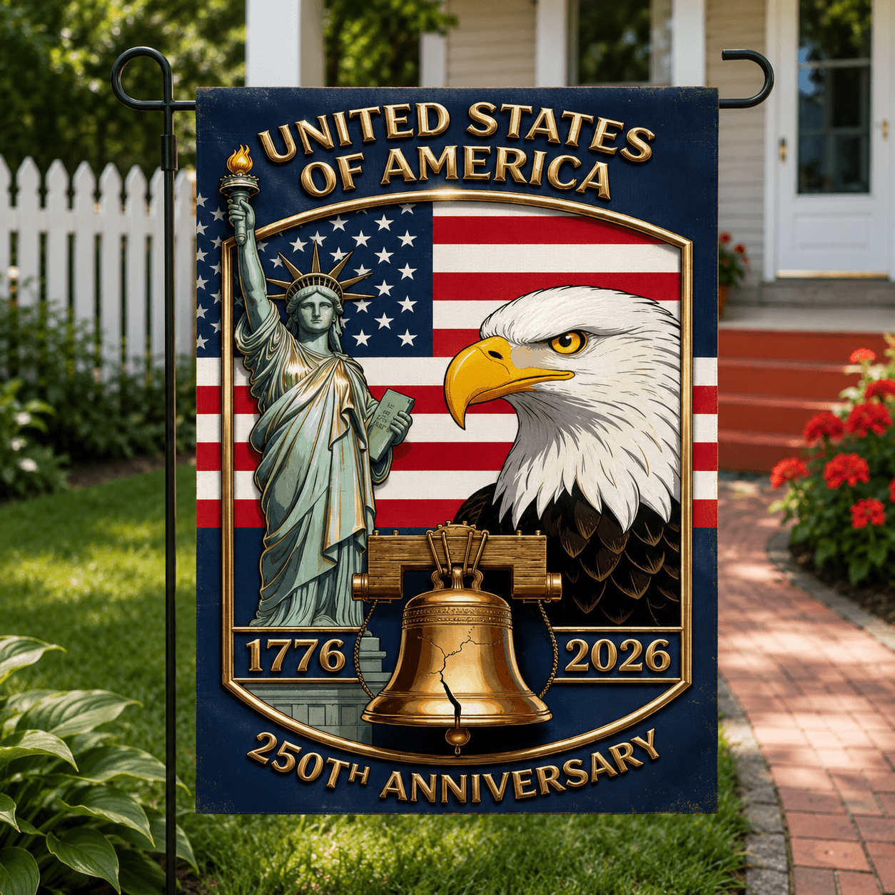 Liberty & Legacy | America’s 250th Anniversary Garden Flag (1776–2026) - PatriotDepot.com