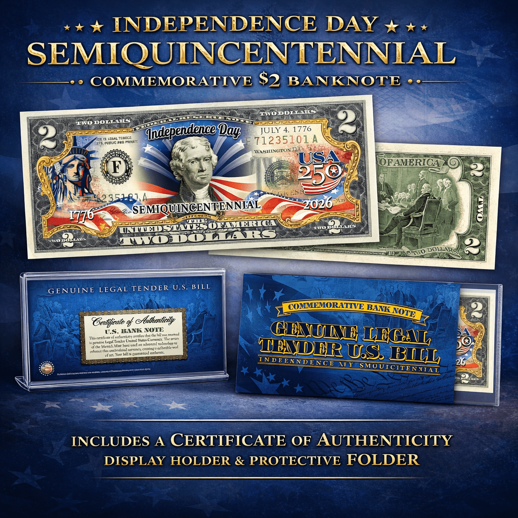 Liberty Legacy: Genuine U.S. Mint - Issued $2 Bill – America 250™ Semiquincentennial Edition (1776–2026) - PatriotDepot.com