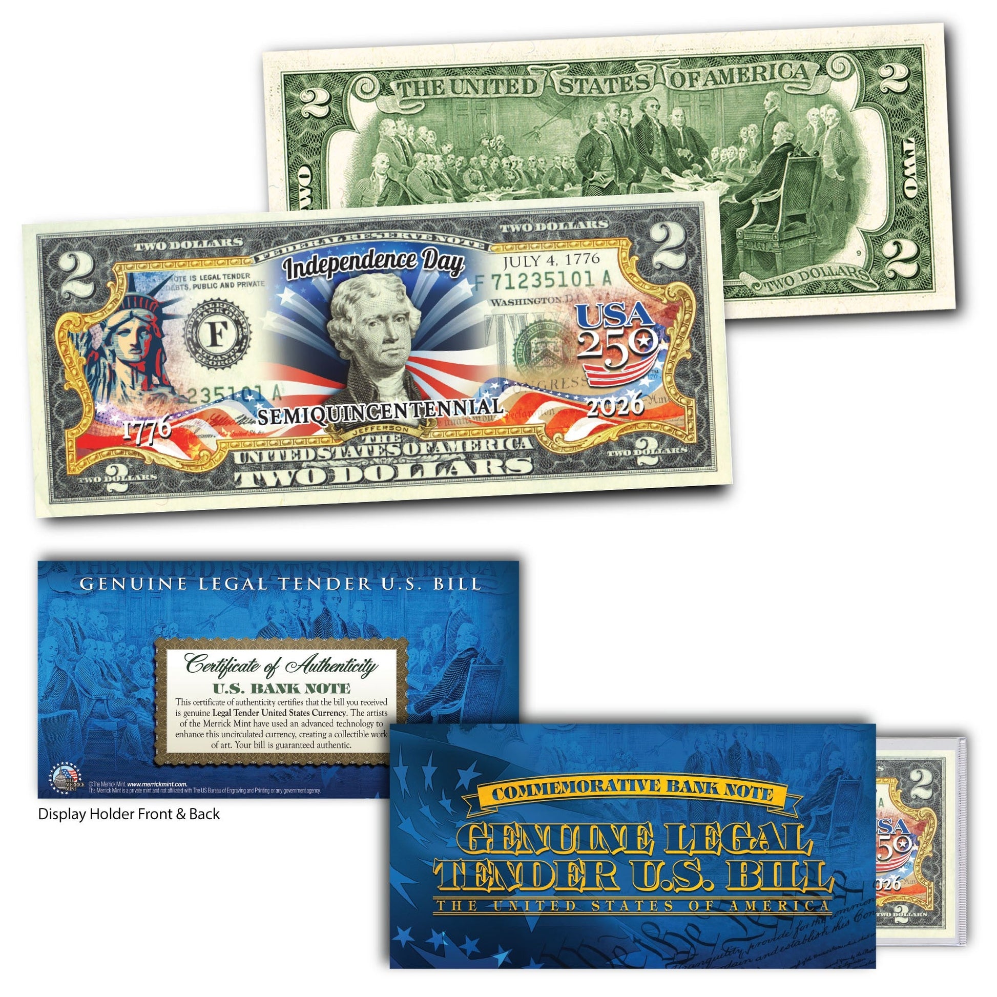 Liberty Legacy: Genuine U.S. Mint - Issued $2 Bill – America 250™ Semiquincentennial Edition (1776–2026) - PatriotDepot.com