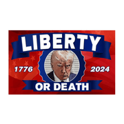 Liberty or Death Trump Mugshot 2024 1776 3'X5' Flag - PatriotDepot.com