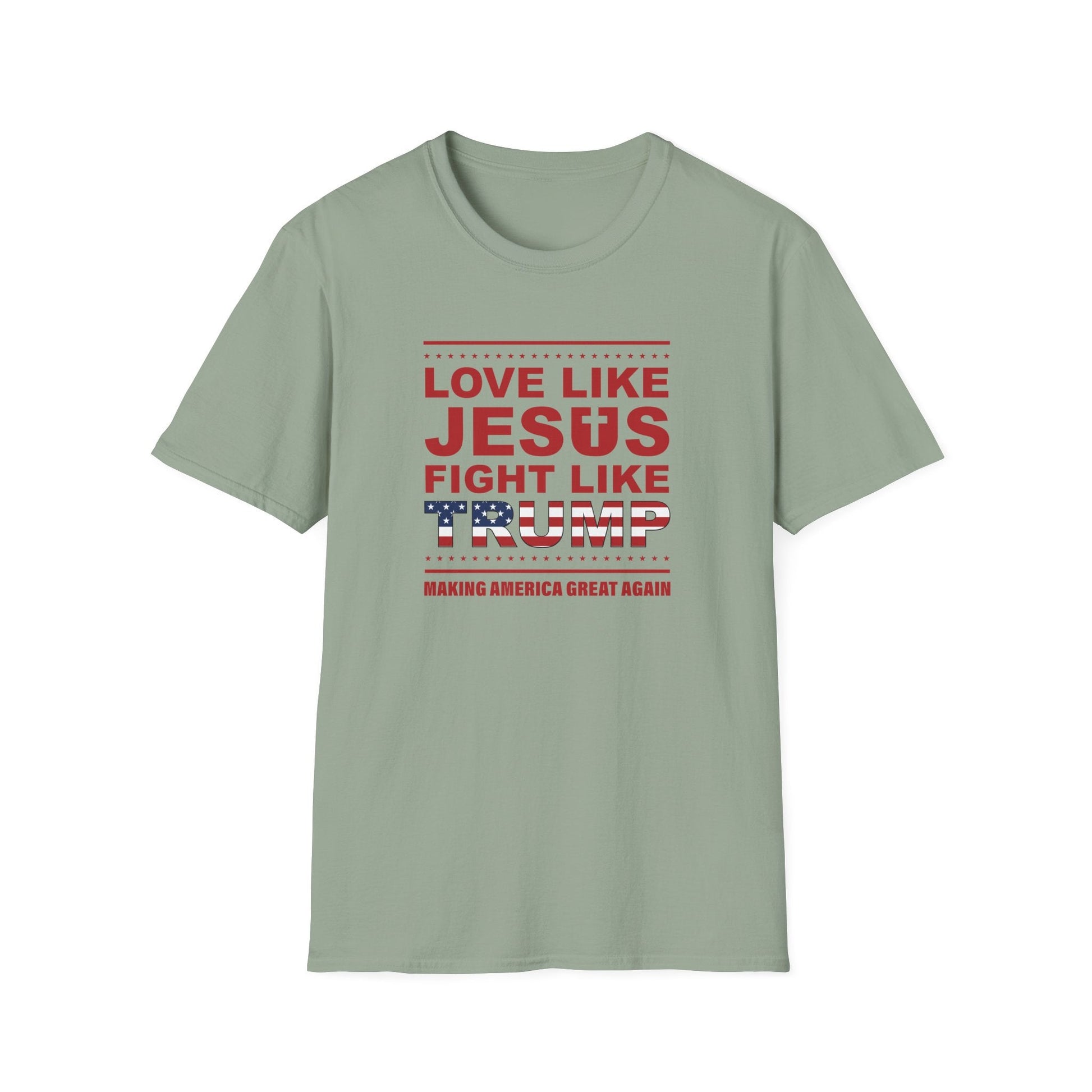 Love Like Jesus, Fight Like Trump T-Shirt - PatriotDepot.com