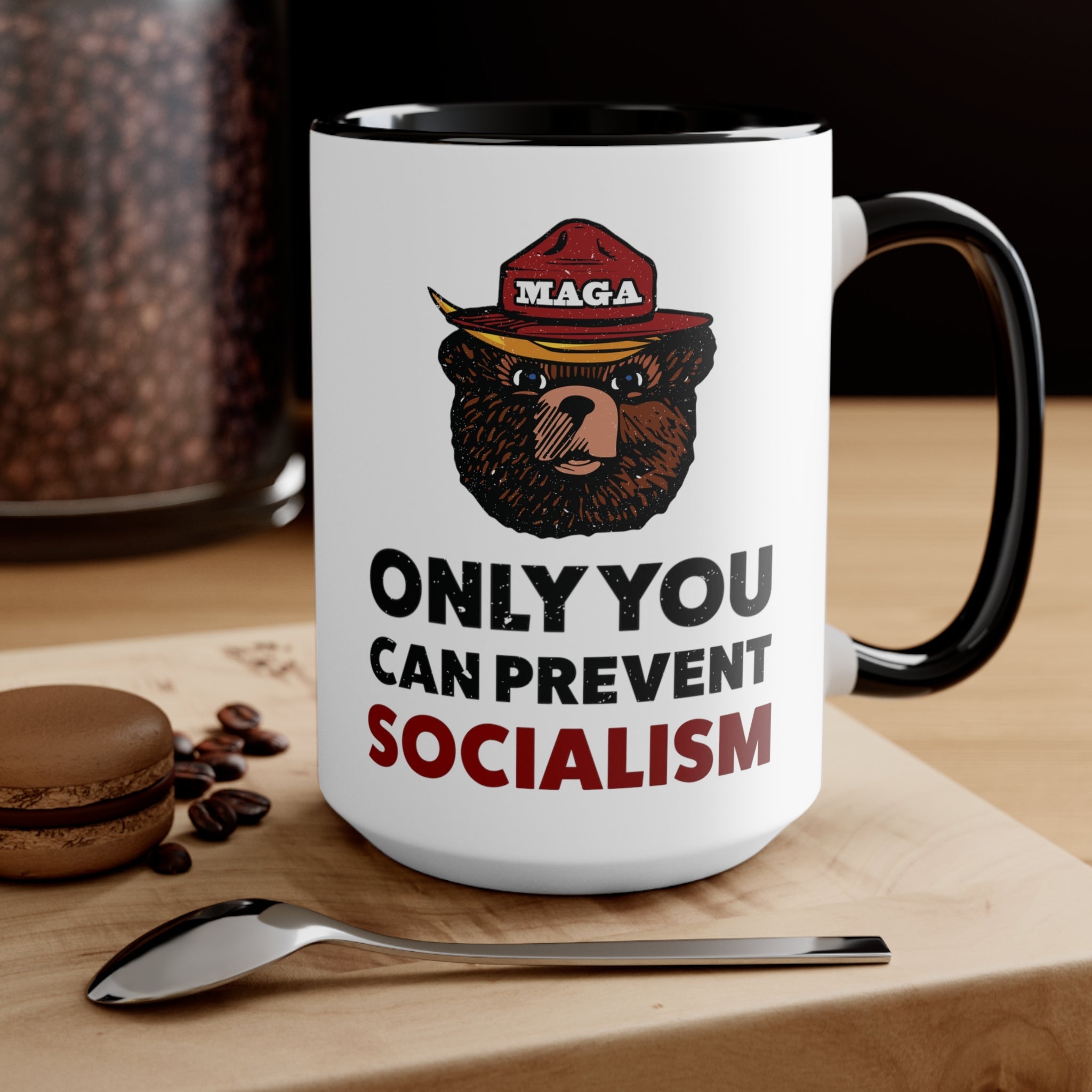 MAGA Bear: Only You Can Prevent Socialism Mug (2 Colors) - PatriotDepot.com
