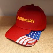MAGADonald's Custom Embroidered Hat w/ Flag Bill - PatriotDepot.com