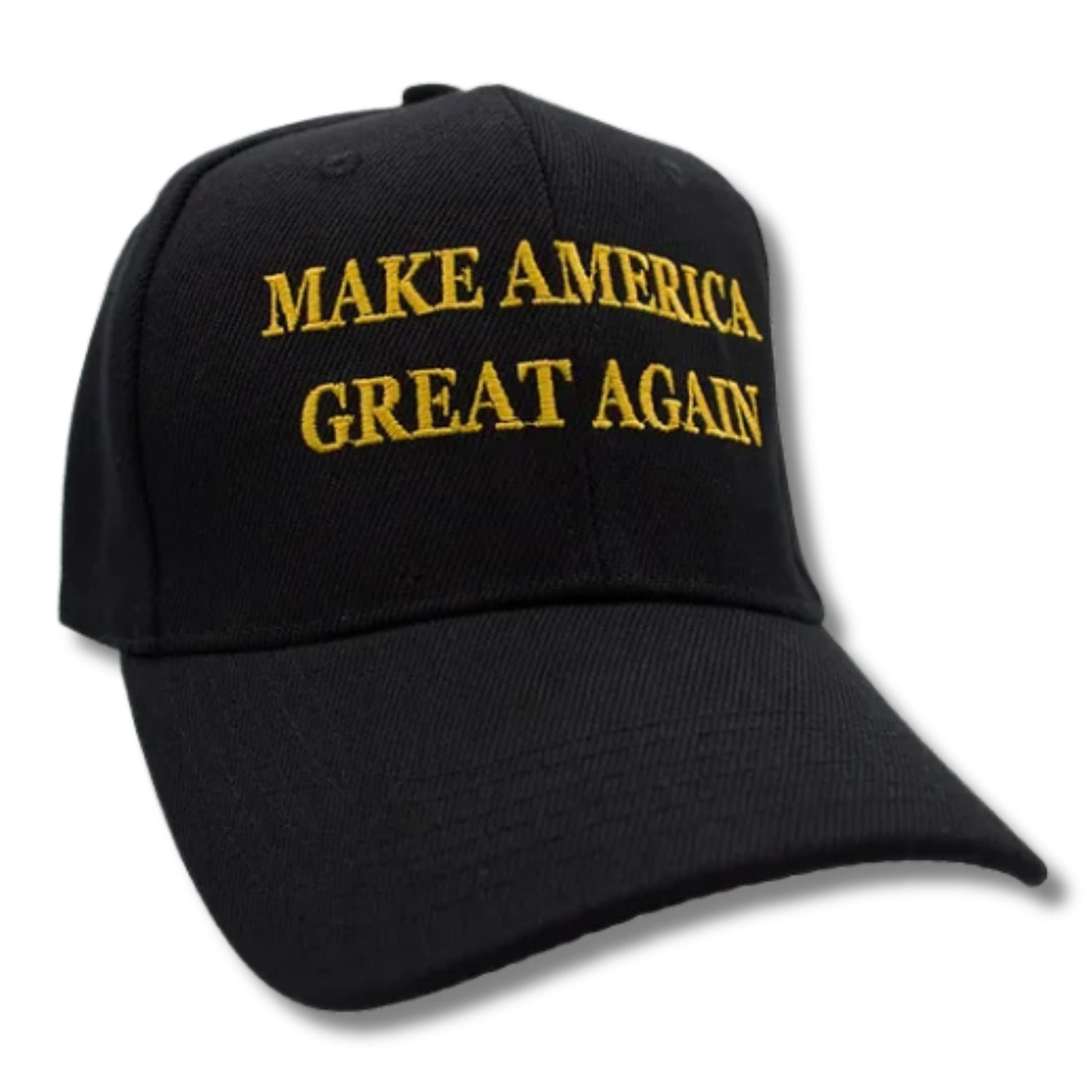 Make America Great Again Black & Gold Custom Embroidered Hat - PatriotDepot.com