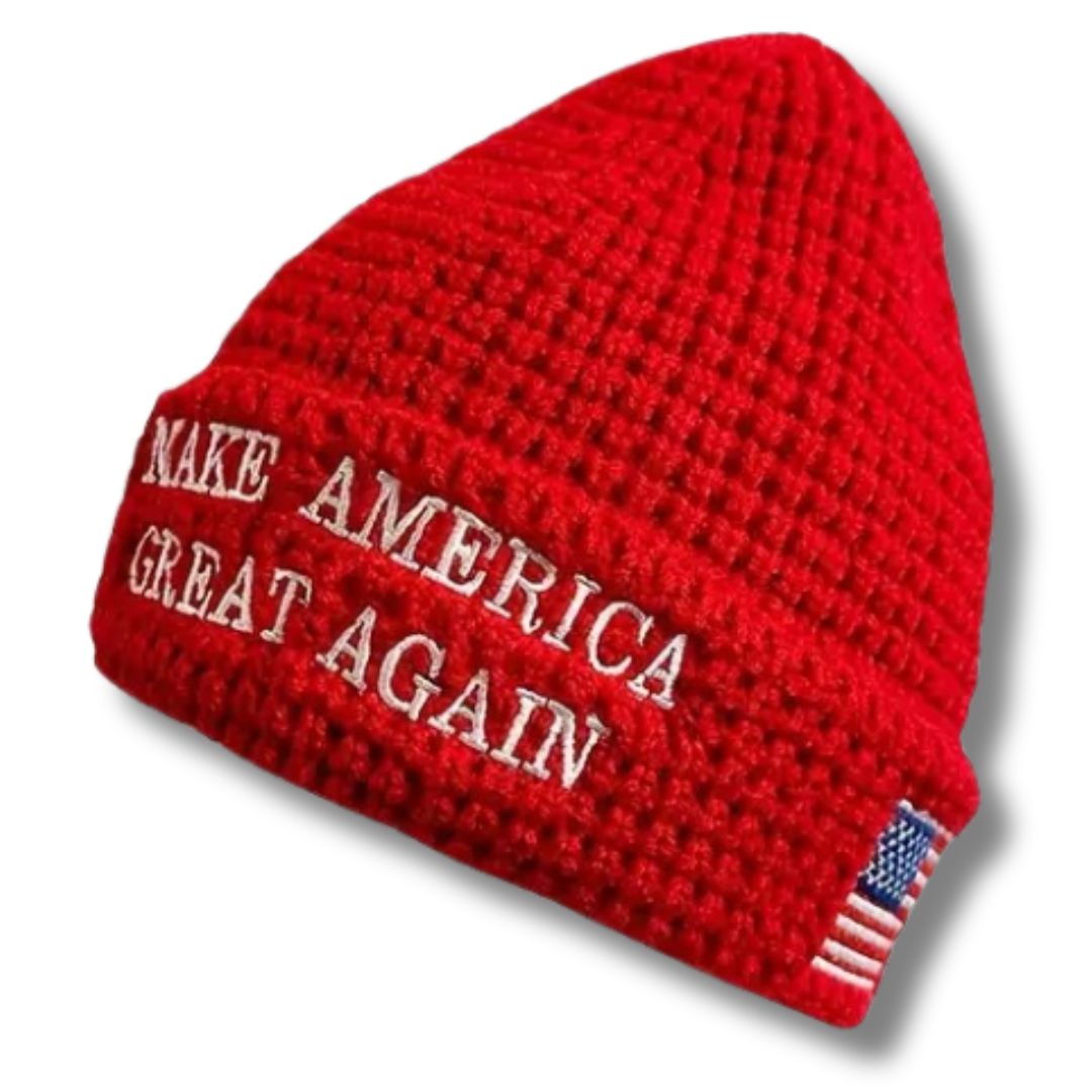 Make America Great Again Embroidered Cable - Knit Beanie - PatriotDepot.com