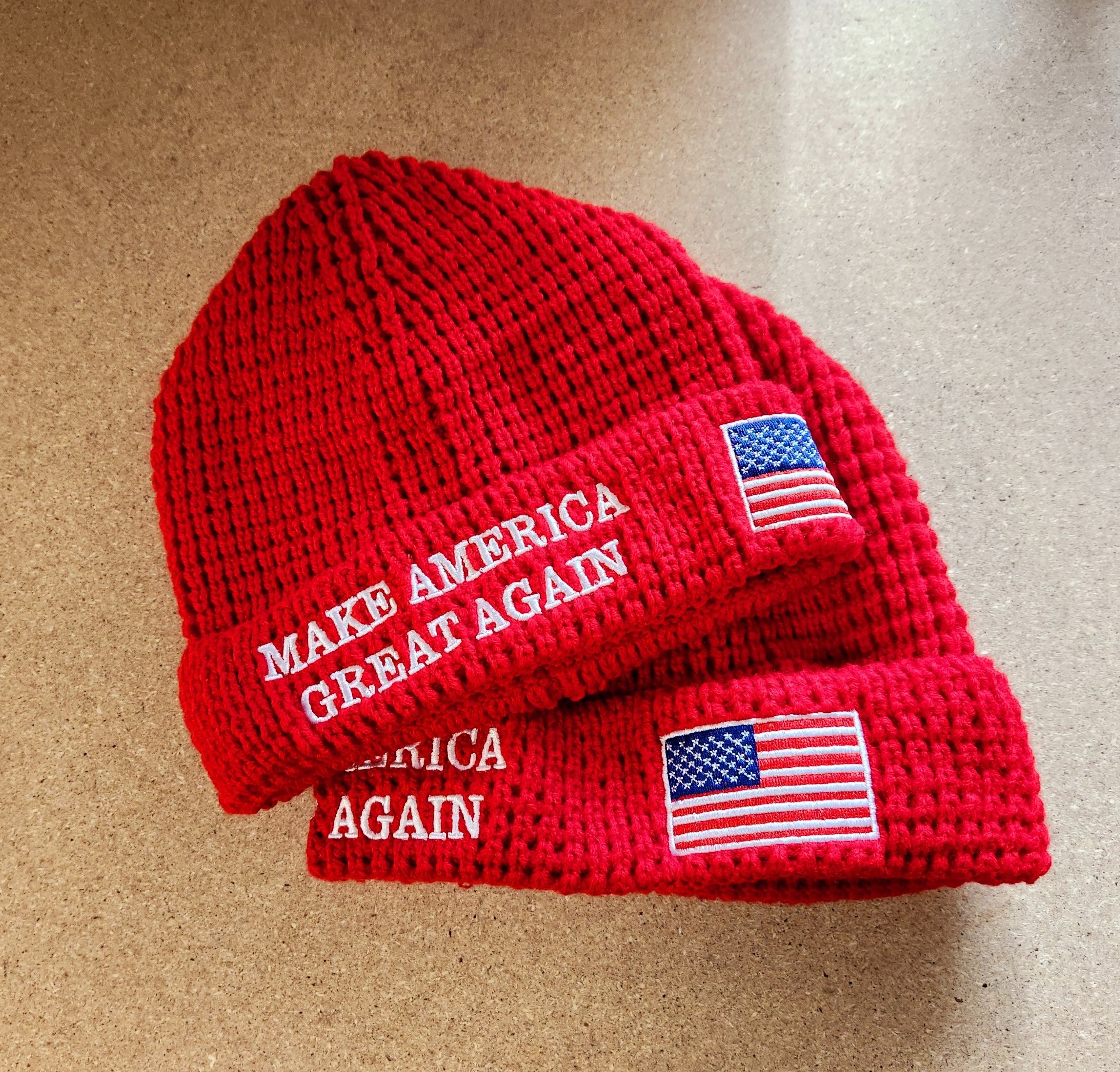 Make America Great Again Embroidered Cable - Knit Beanie - PatriotDepot.com