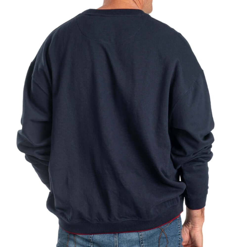 Men's American Flag Embroidered Crewneck Sweatshirt | Navy - PatriotDepot.com