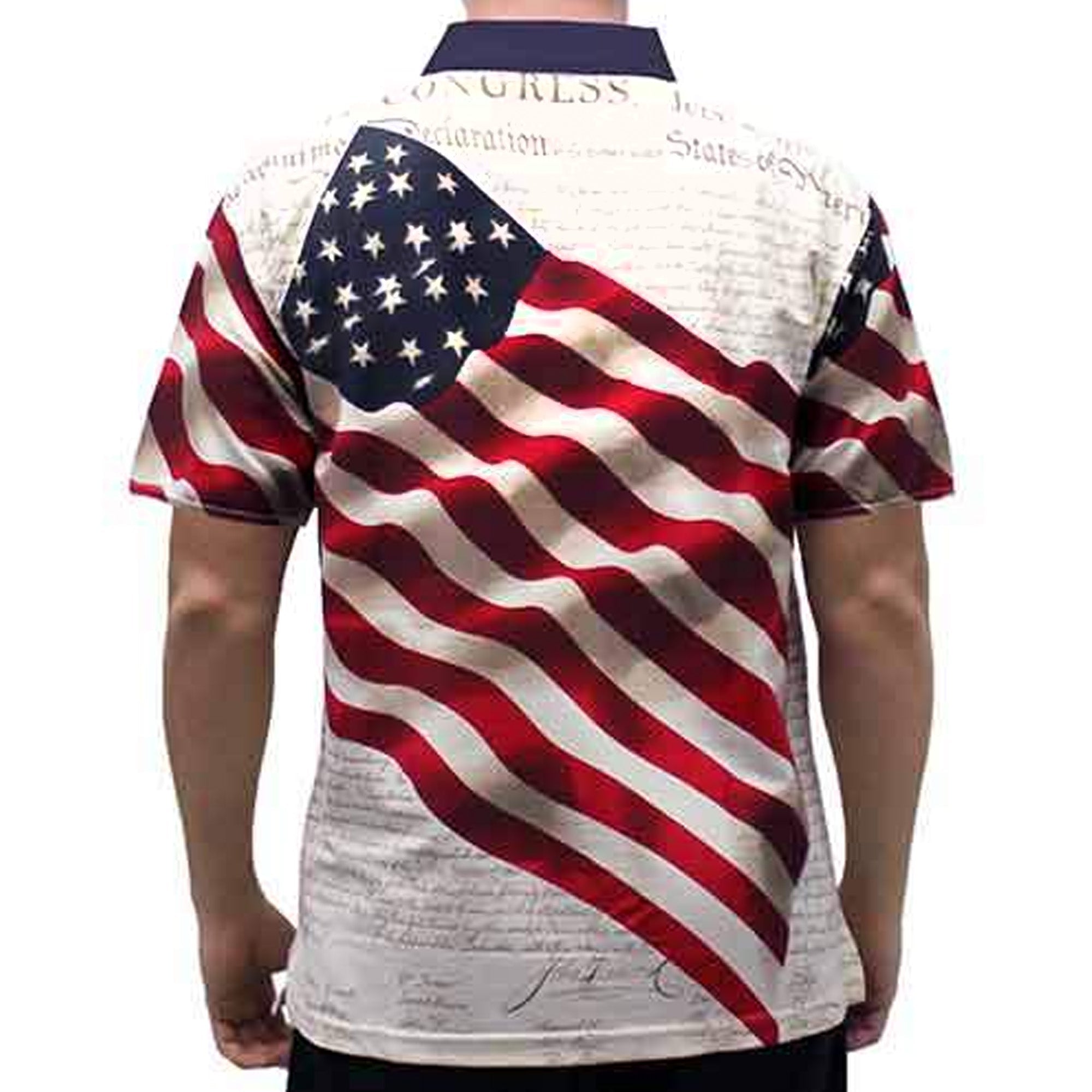 Men's American Flag Tech Polo Shirt | Ameri - Dry Performance Fabric - PatriotDepot.com