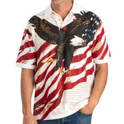Men's Eagle Soaring American Flag 100% Cotton Polo Shirt - PatriotDepot.com