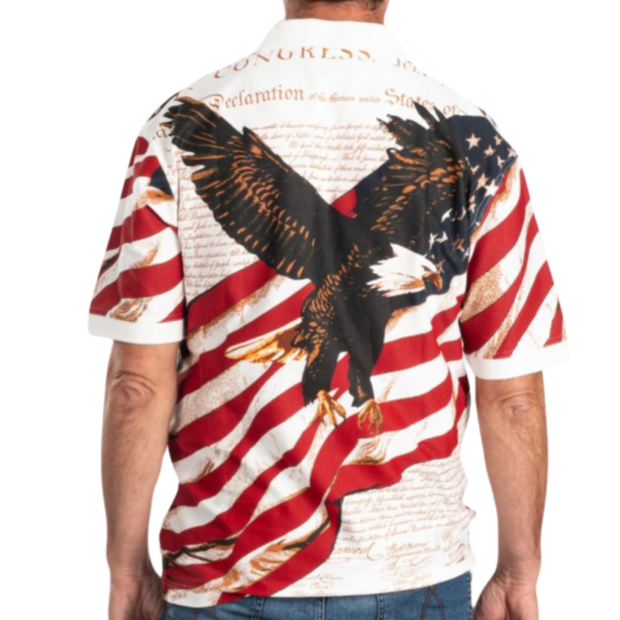 Men's Eagle Soaring American Flag 100% Cotton Polo Shirt - PatriotDepot.com