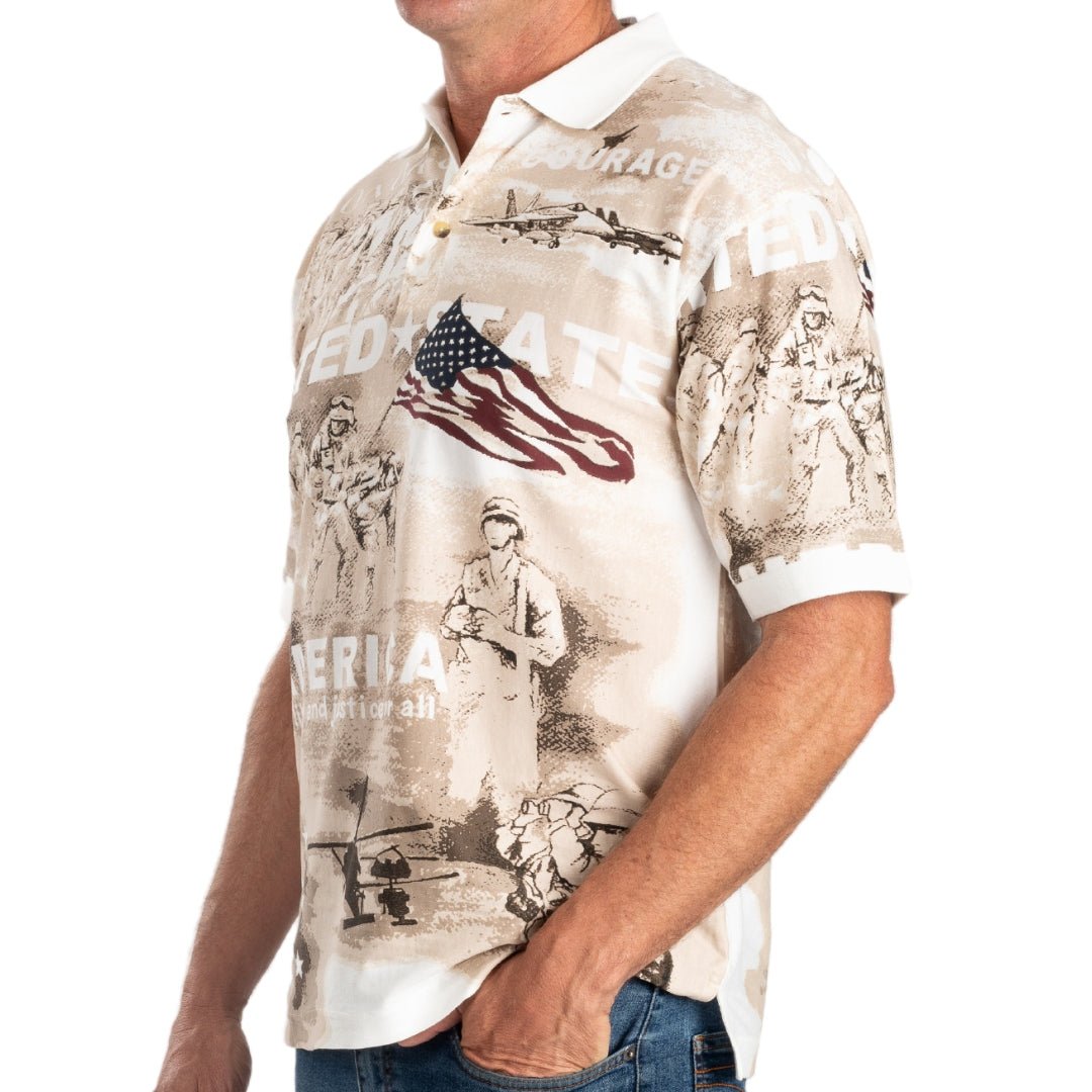 Men's Norman Flag Military Tribute 100% Cotton Polo Shirt - PatriotDepot.com