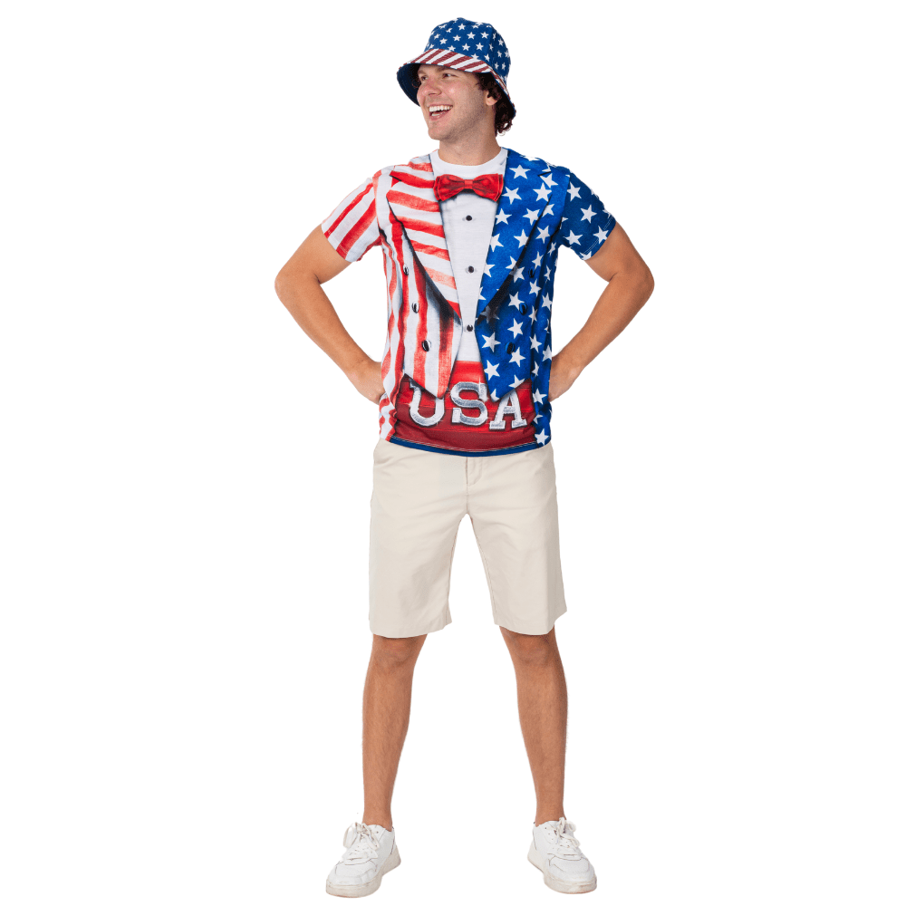 Men's Patriotic USA Stars & Stripes Tuxedo T-Shirt - PatriotDepot.com