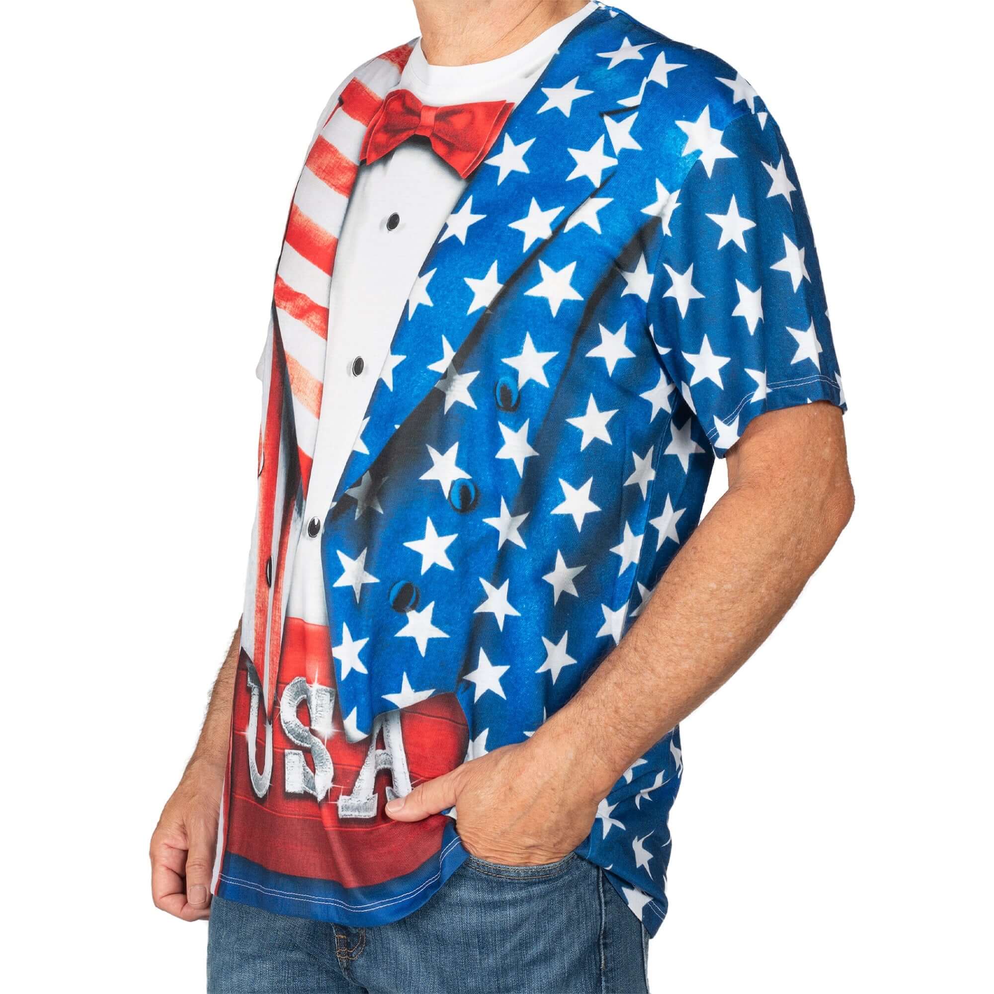 Men's Patriotic USA Stars & Stripes Tuxedo T-Shirt - PatriotDepot.com