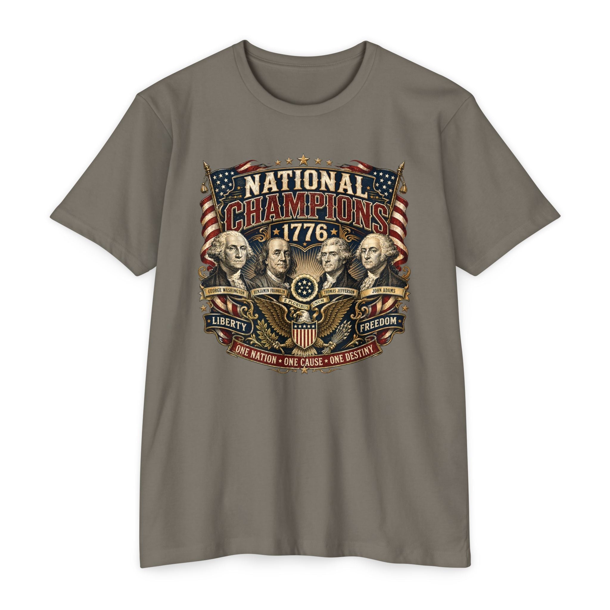 "National Champions 1776" Patriotic T-Shirt – Custom Design Vintage Founding Fathers USA - PatriotDepot.com