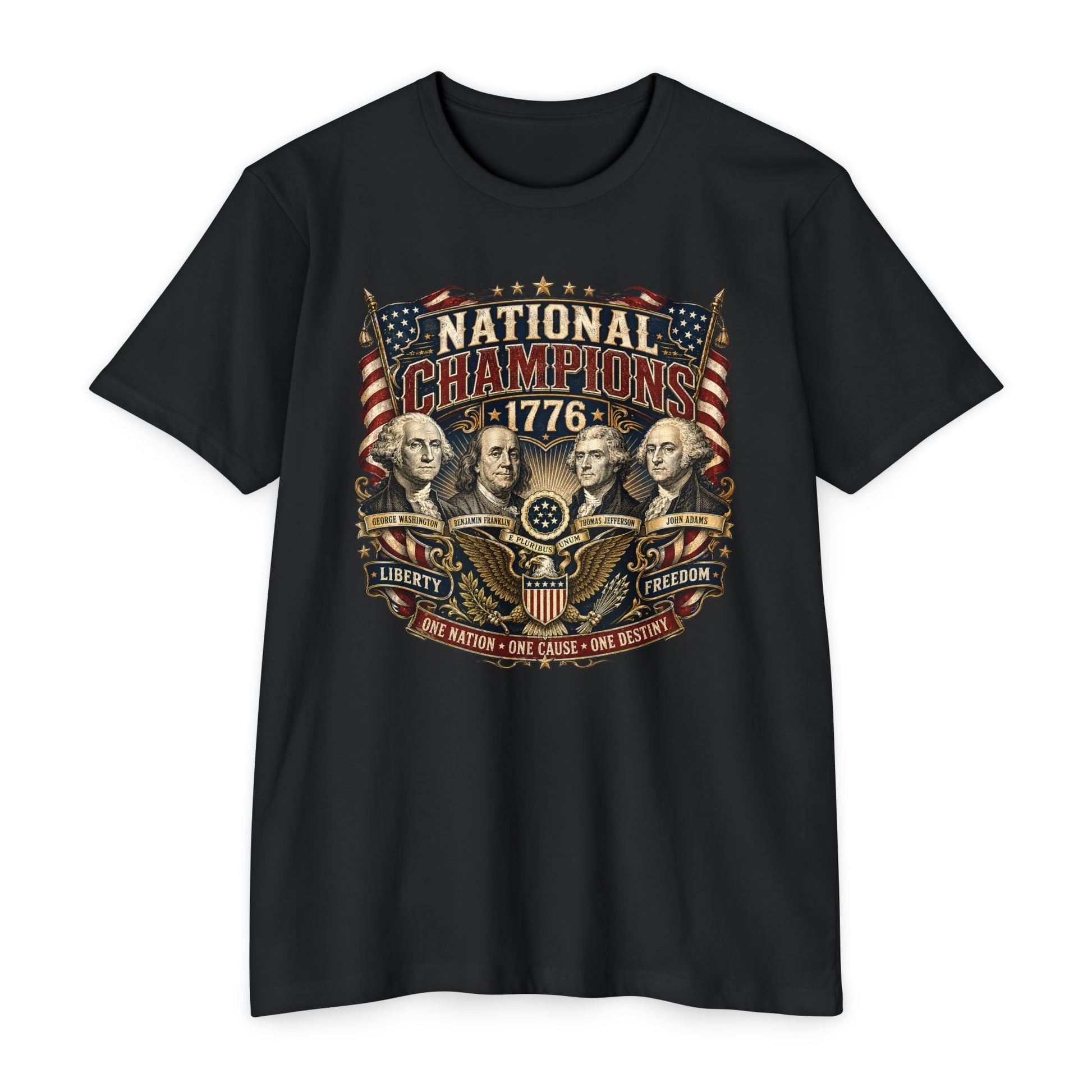"National Champions 1776" Patriotic T-Shirt – Custom Design Vintage Founding Fathers USA - PatriotDepot.com