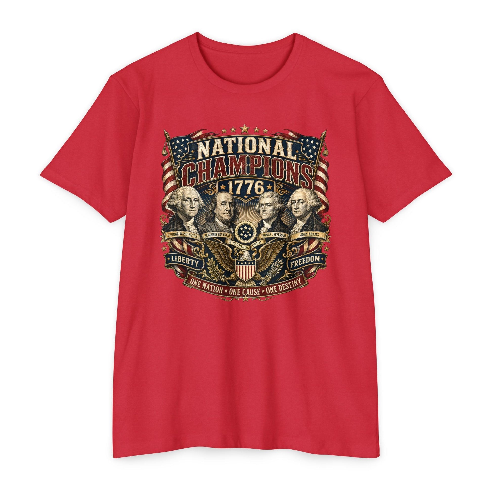 "National Champions 1776" Patriotic T-Shirt – Custom Design Vintage Founding Fathers USA - PatriotDepot.com