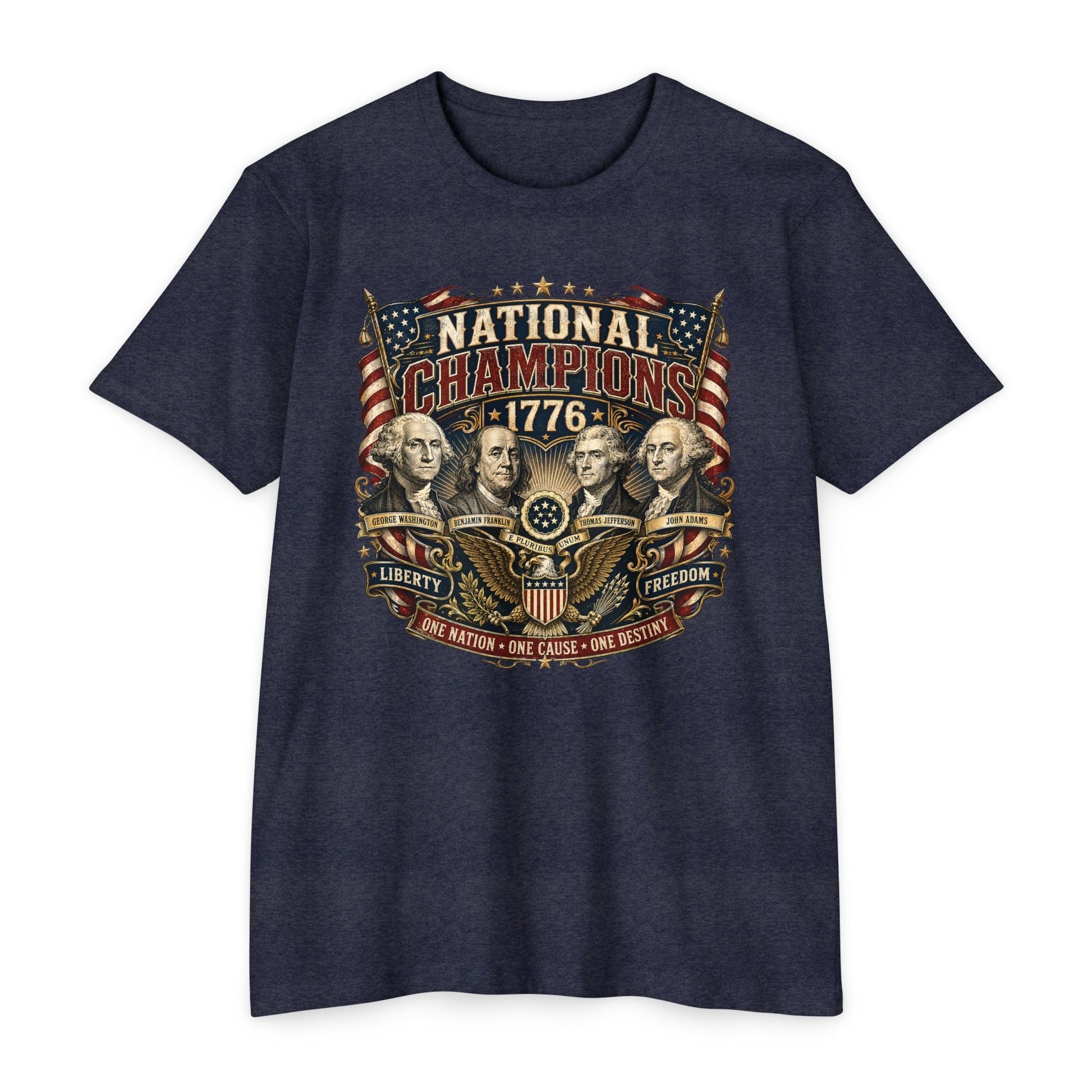 "National Champions 1776" Patriotic T-Shirt – Custom Design Vintage Founding Fathers USA - PatriotDepot.com