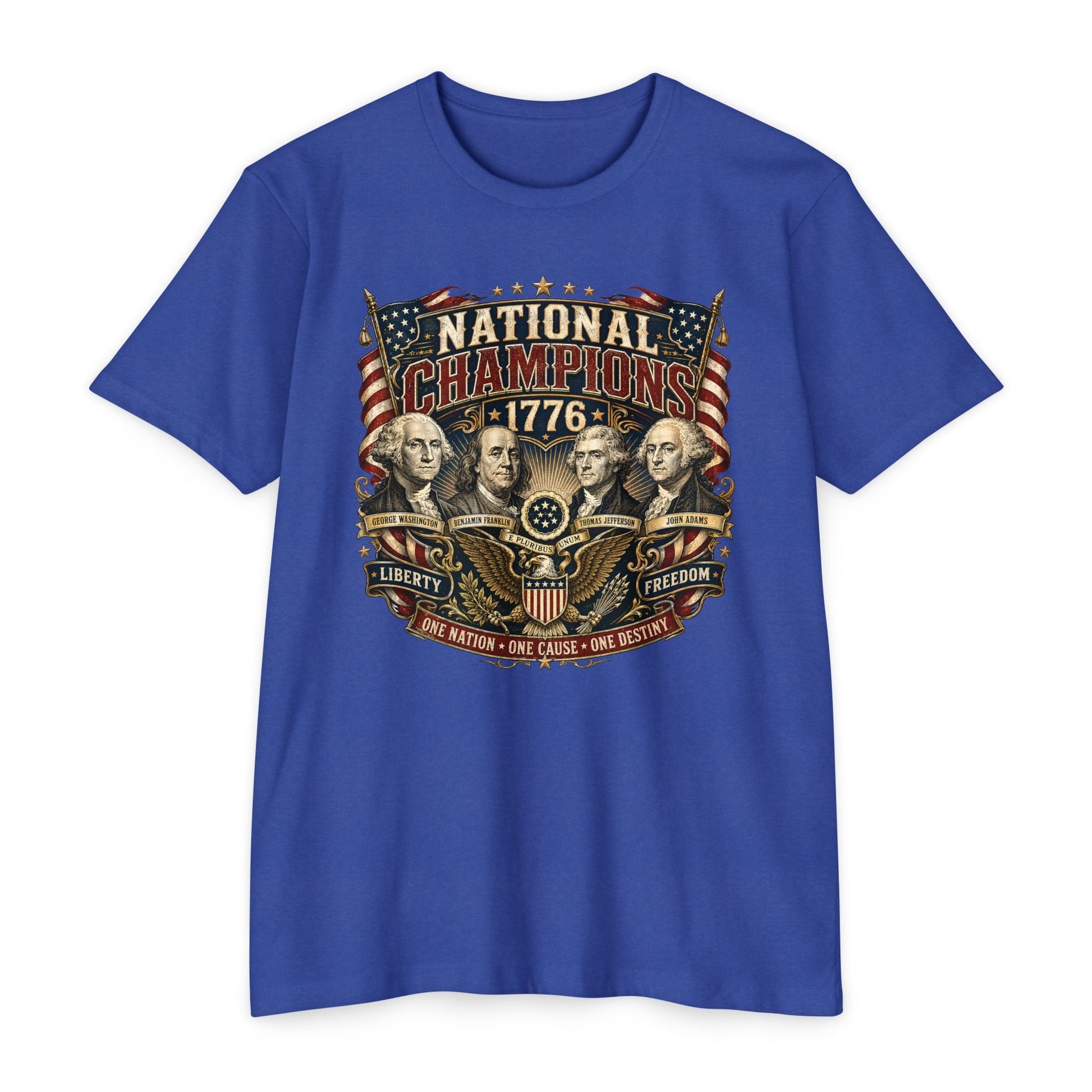 "National Champions 1776" Patriotic T-Shirt – Custom Design Vintage Founding Fathers USA - PatriotDepot.com