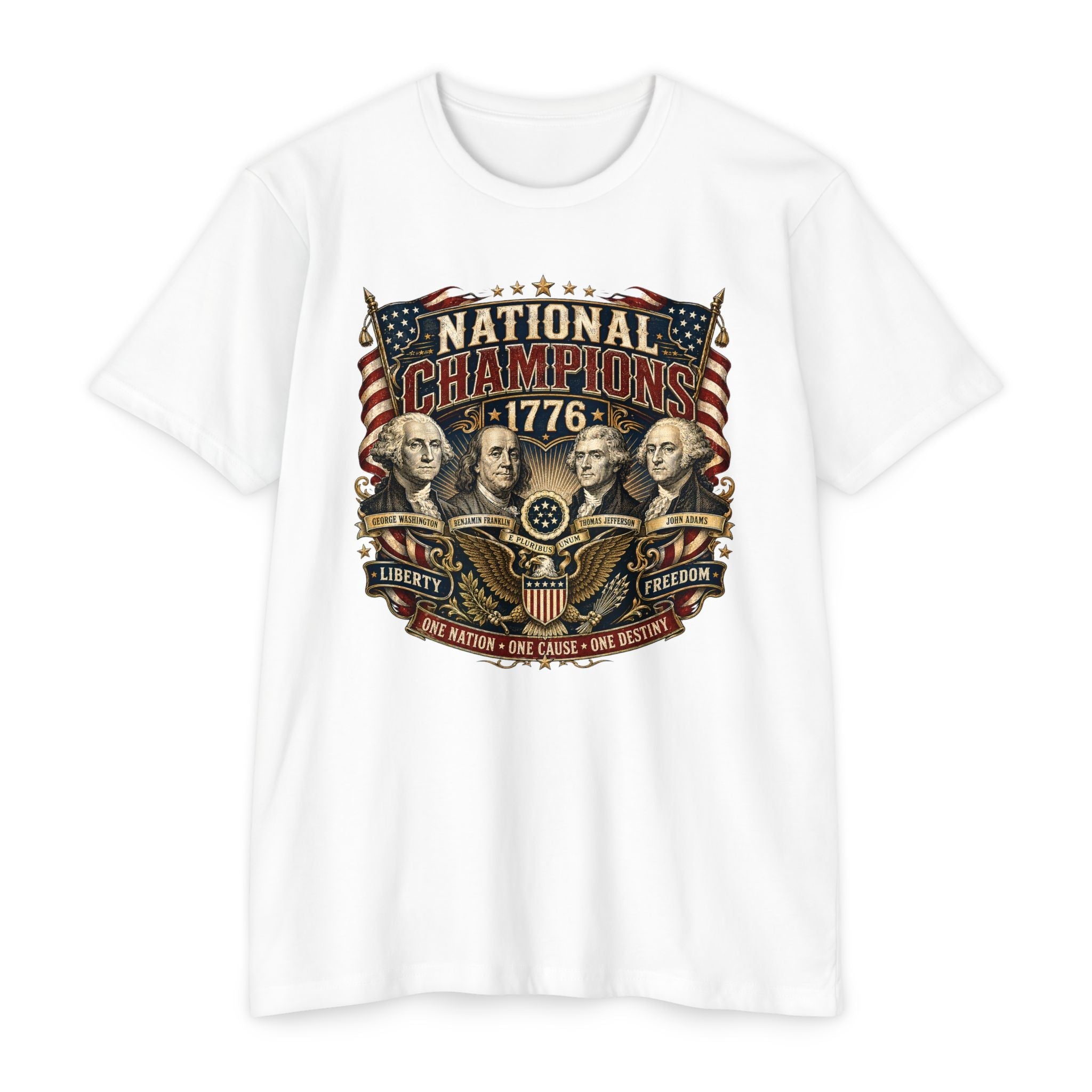 "National Champions 1776" Patriotic T-Shirt – Custom Design Vintage Founding Fathers USA - PatriotDepot.com