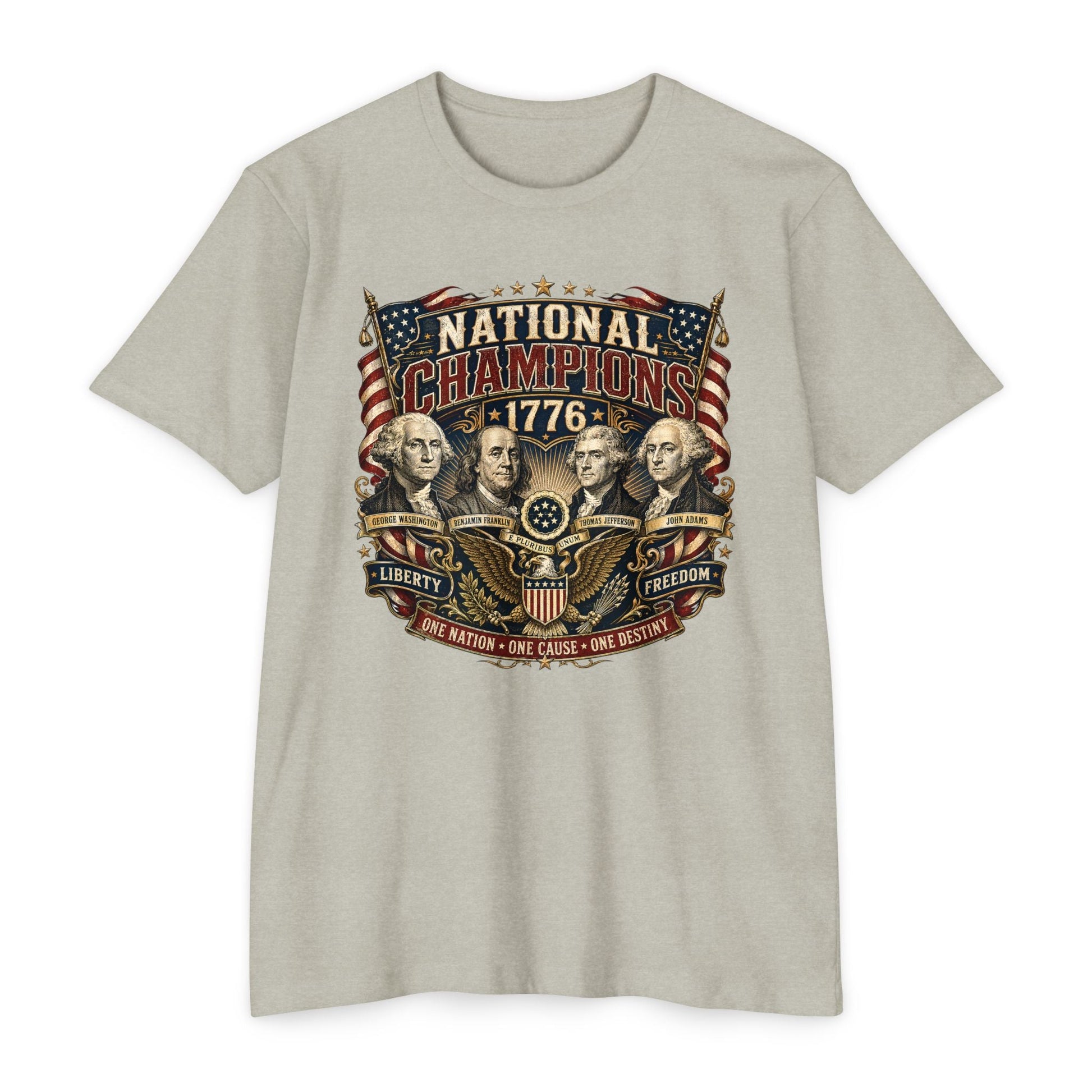 "National Champions 1776" Patriotic T-Shirt – Custom Design Vintage Founding Fathers USA - PatriotDepot.com