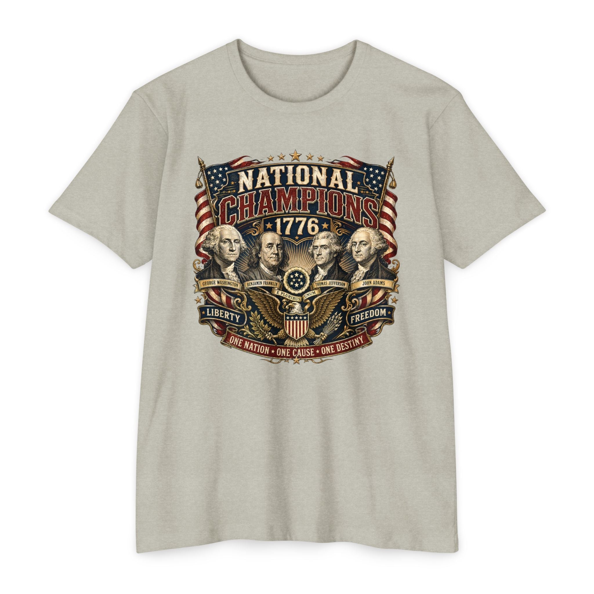 "National Champions 1776" Patriotic T-Shirt – Custom Design Vintage Founding Fathers USA - PatriotDepot.com