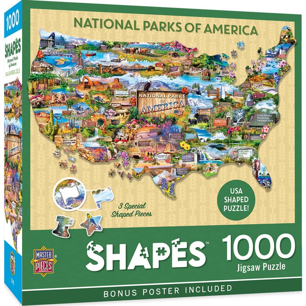 National Parks of America 1000 Piece Shaped Jigsaw Puzzle - PatriotDepot.com