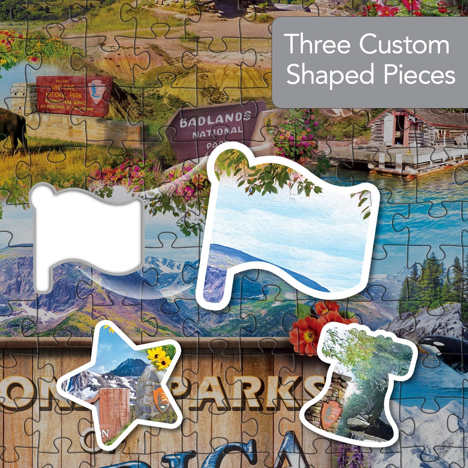 National Parks of America 1000 Piece Shaped Jigsaw Puzzle - PatriotDepot.com
