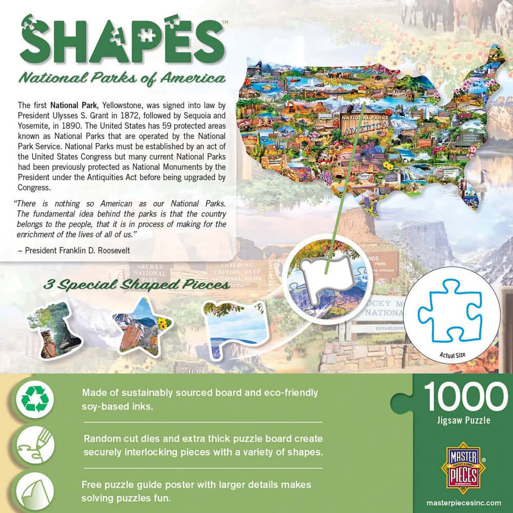 National Parks of America 1000 Piece Shaped Jigsaw Puzzle - PatriotDepot.com