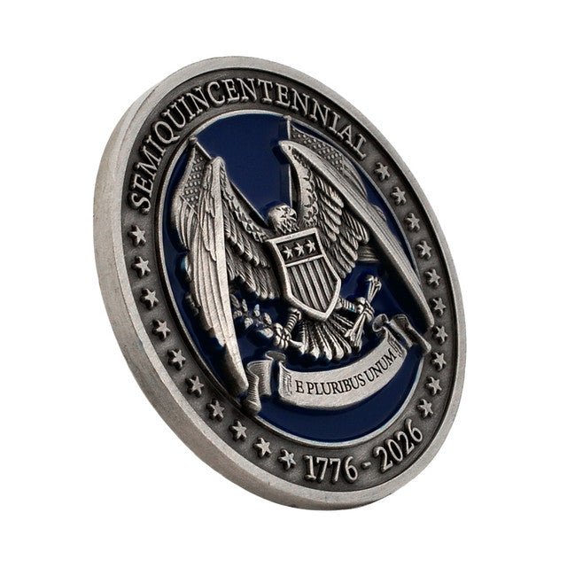 Offical Liberty Forged: America’s 250th Anniversary Premium 3D Challenge Coin (1776–2026) - PatriotDepot.com