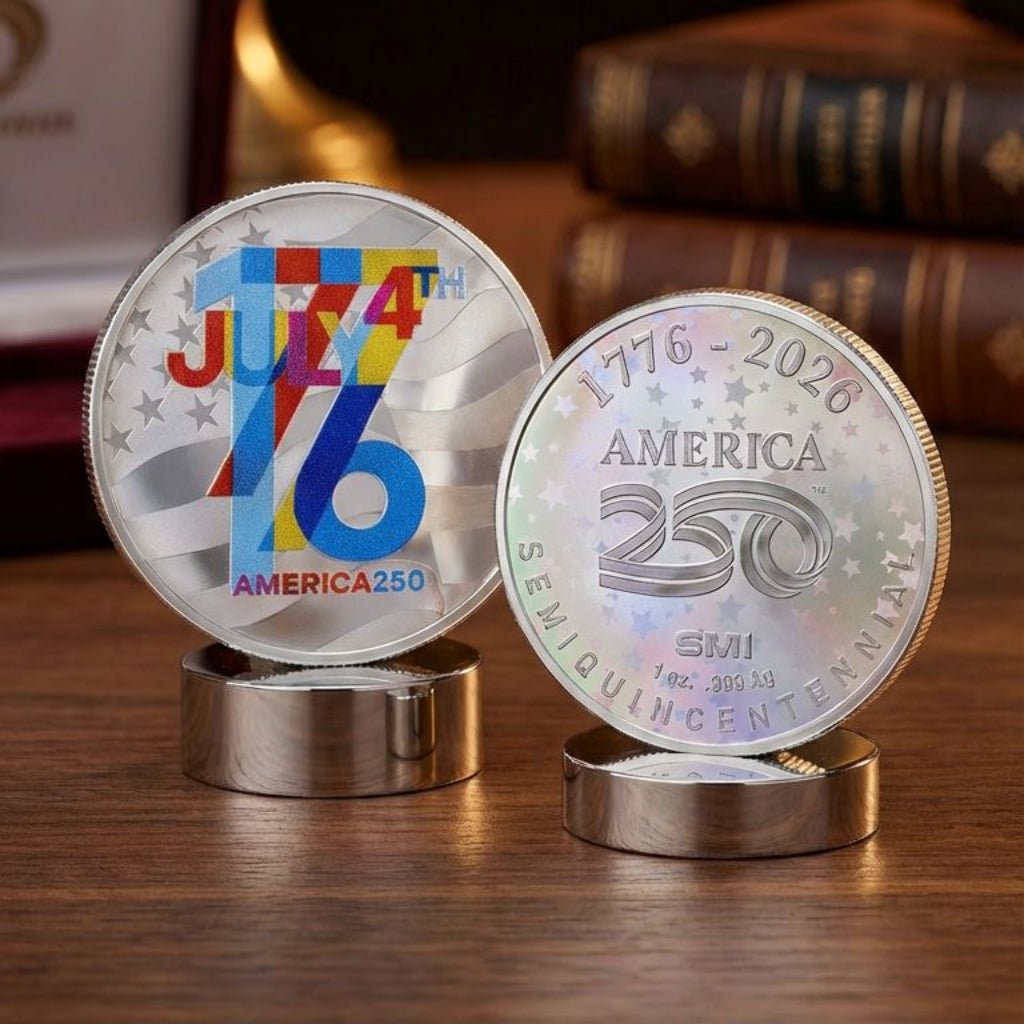 Official America250™ 250 Years of Freedom – 1 oz REAL Silver Colorized Round - PatriotDepot.com