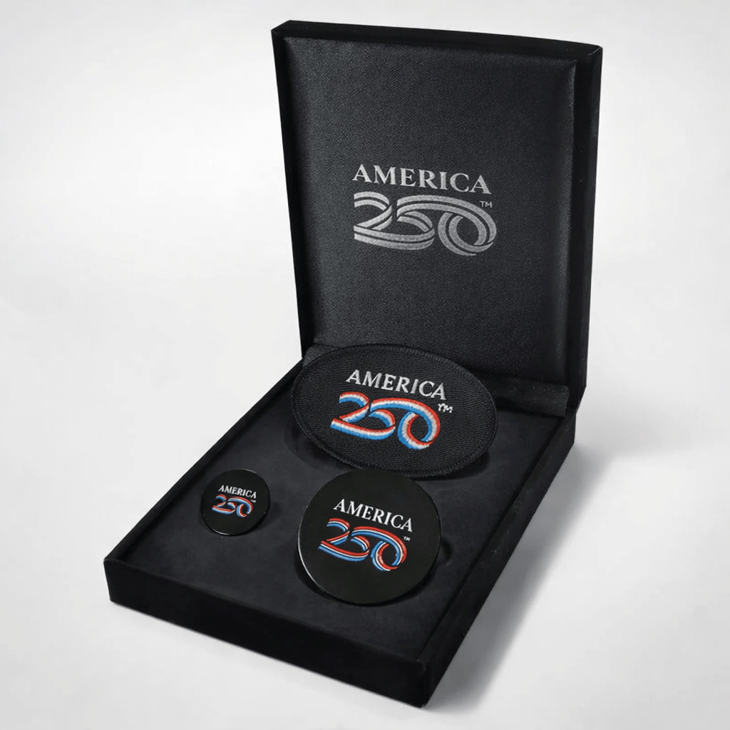 Official America250™ Commemorative Set — Patch, Pin & Challenge Coin - PatriotDepot.com